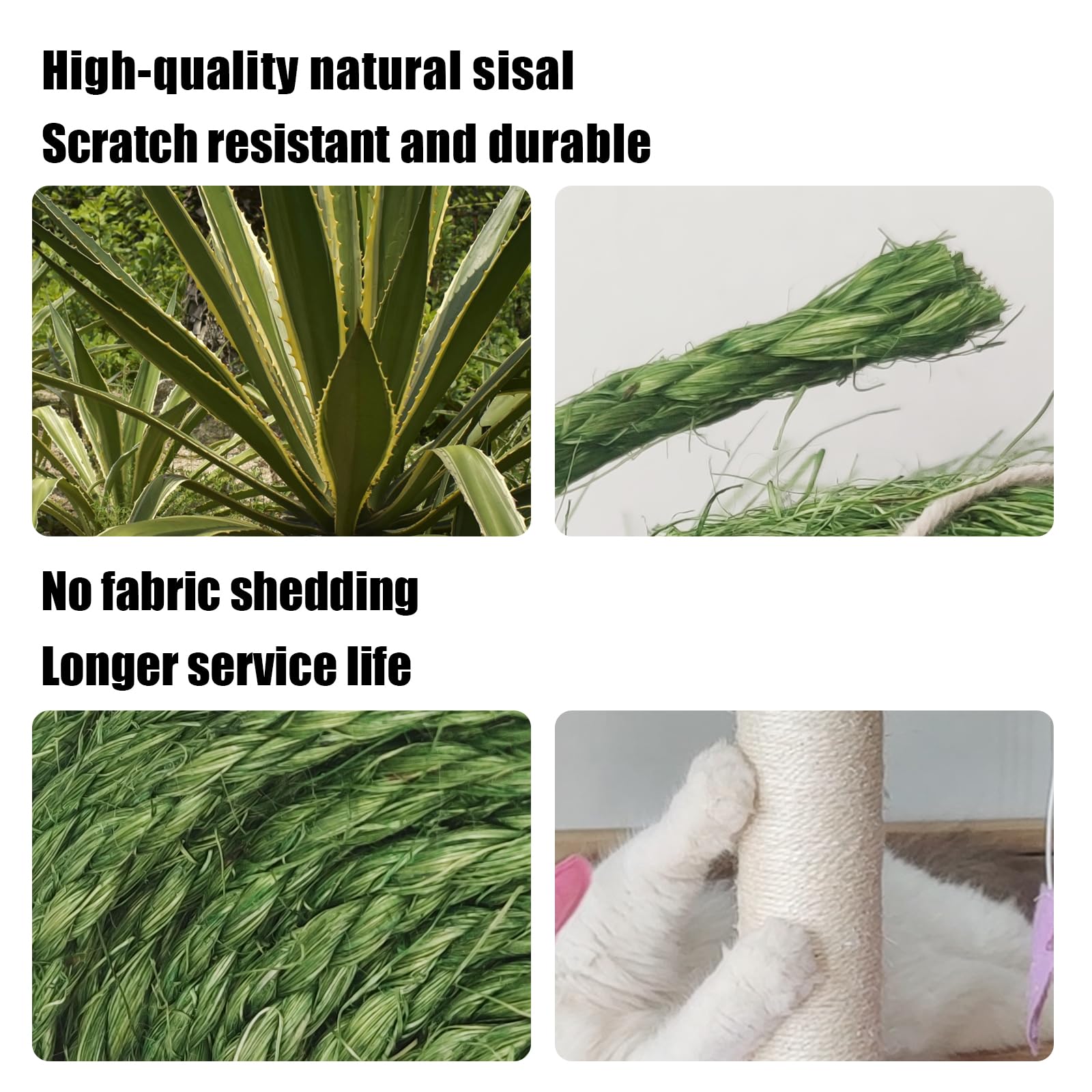 Xrzitky Natural Sisal Rope For Cat Scratcher, 1/4 Inch 164Ft Sisal Rope For Cat Scratching Post Repair Replacement, Multi Color
