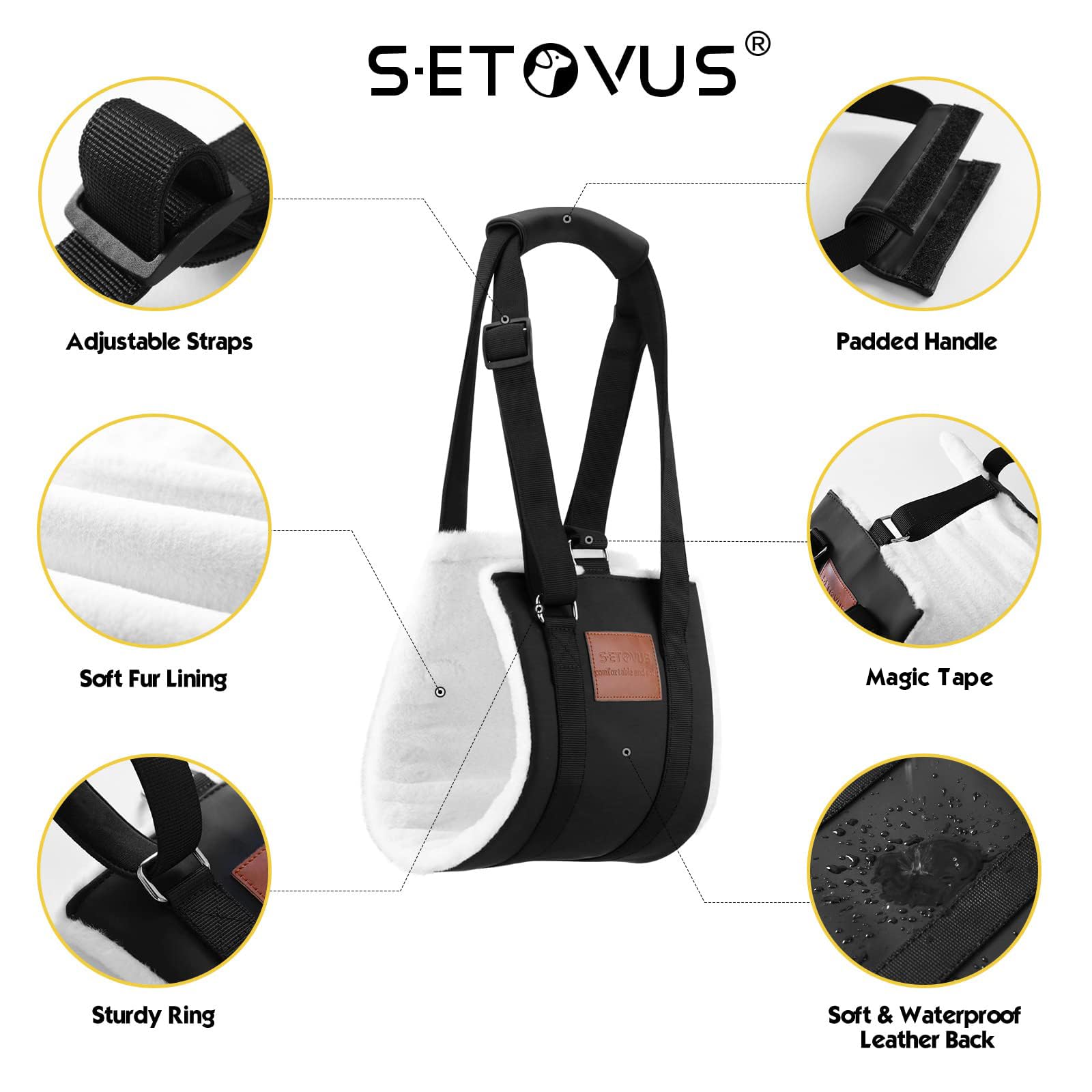 S-Etovus Dog Sling For Large Dogs Hind Leg Support, Magic Tape Dog Lift Harness, Soft Dog Support Harness For Back Legs, Hip Sup