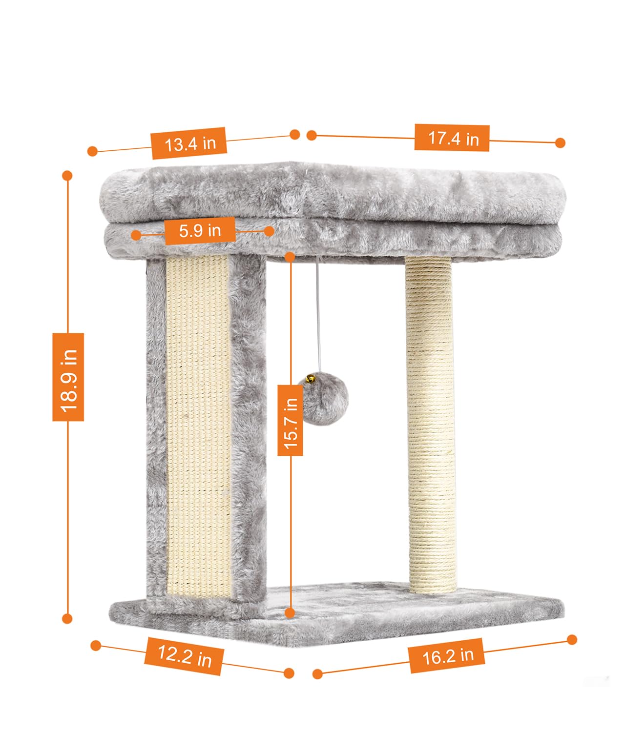 Syandlvy Cat Tree With Scratching Post For Indoor Cats, Scratching Board With Perch, Cat Post Scratcher With 2 Dangling Balls, G