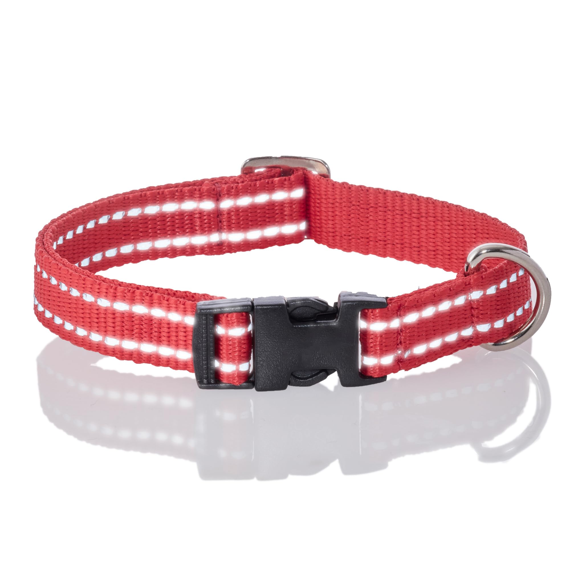 Pet Passion Adjustable Reflective Dog Pet Collar For Small, Medium And Large Dogs, Red, Large
