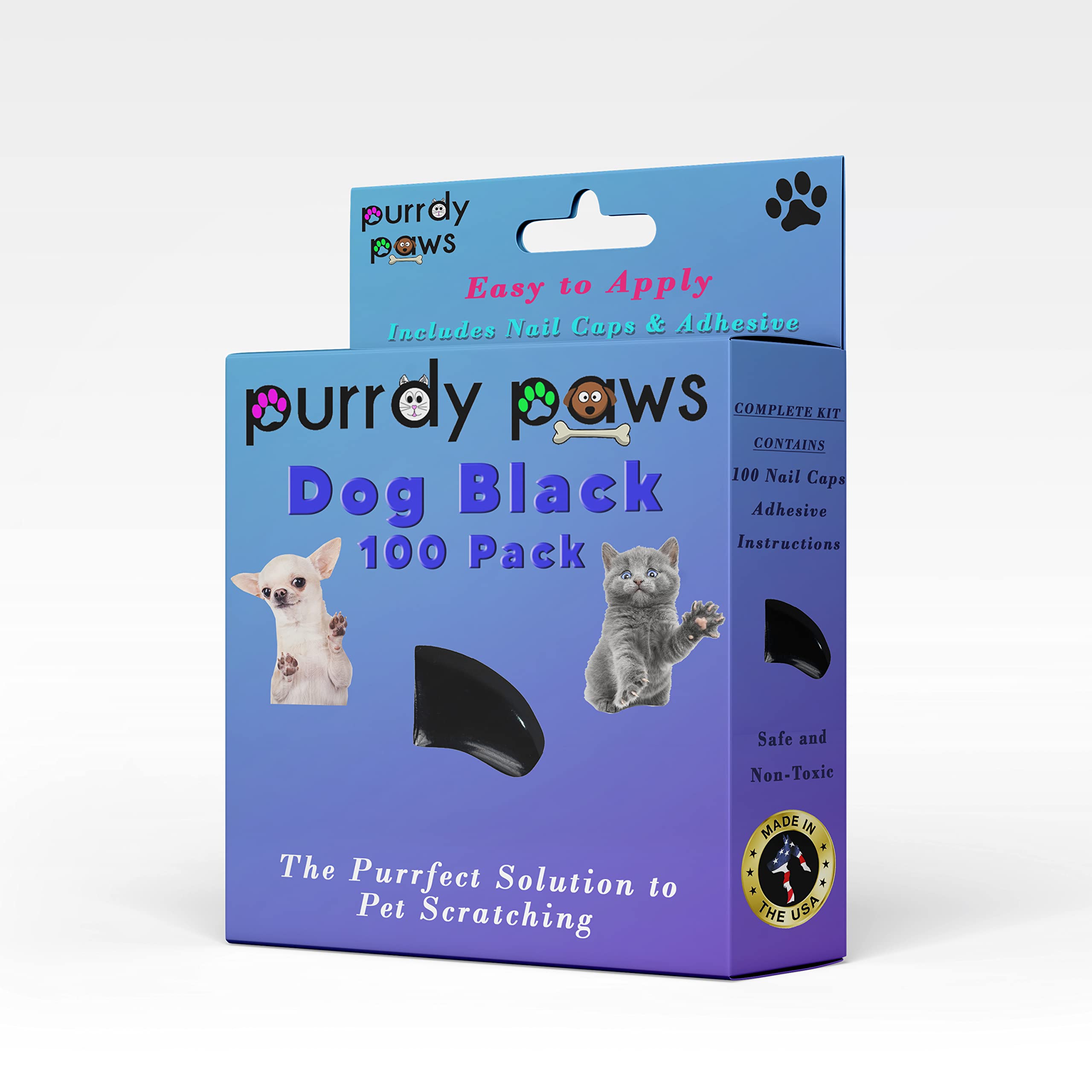 Purrdy Paws 100 Pack Soft Nail Caps For Dog Claws Black Jumbo