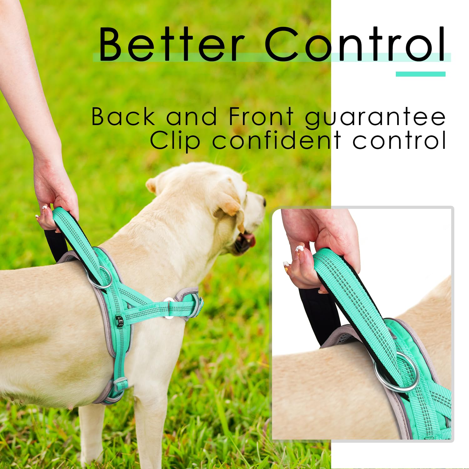 Adventuremore Small Dog No Pull Harness With Qr Code Tag, Reflective Vest, Front Clip Handle For Training Walking - L Teal