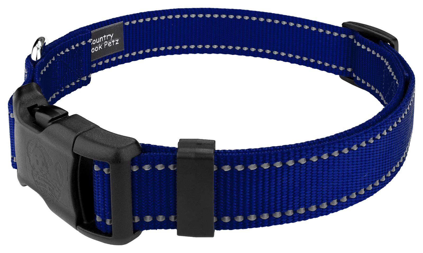 Country Brook Petz - Deluxe Royal Blue Reflective Nylon Dog Collar - Extra Large