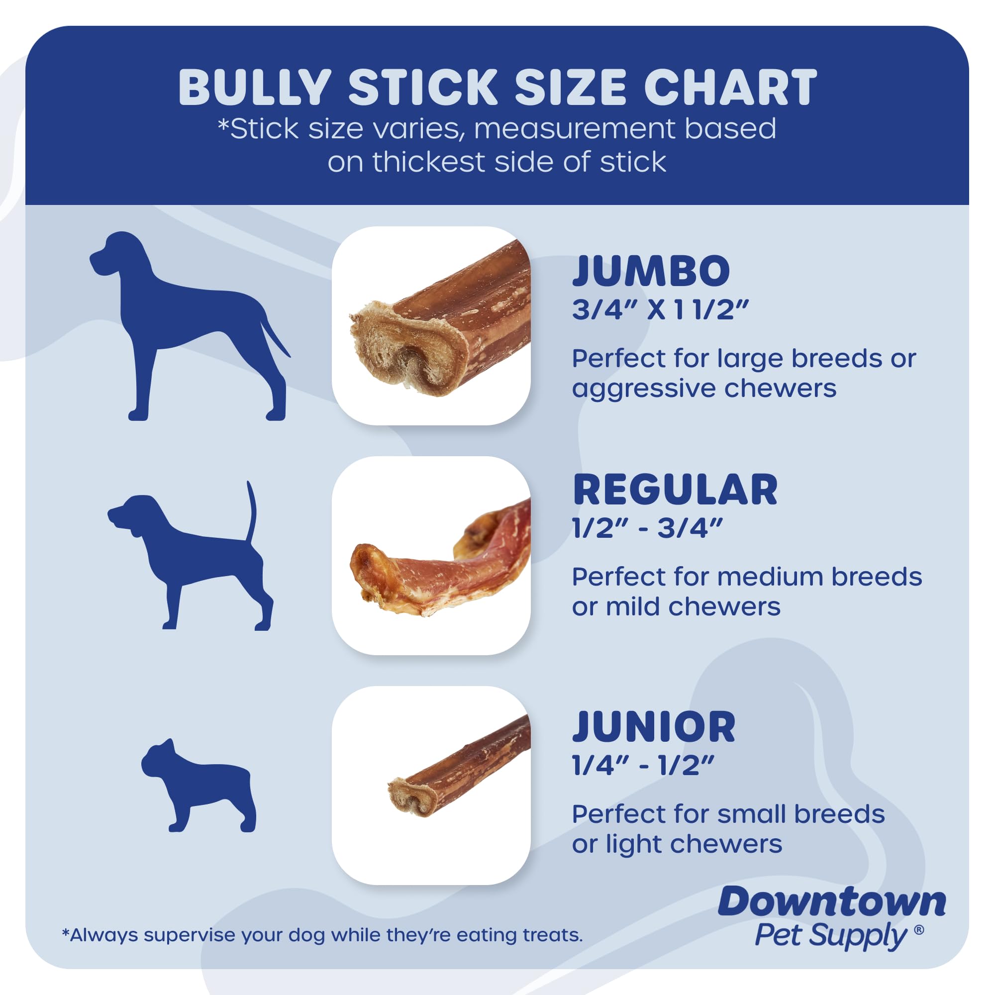 Downtown Pet Supply USA-Made 6, 1 Lb. Jumbo Bully Sticks for Large Dogs - Rawhide Free Dog Chews Long Lasting and Non-Splinterin
