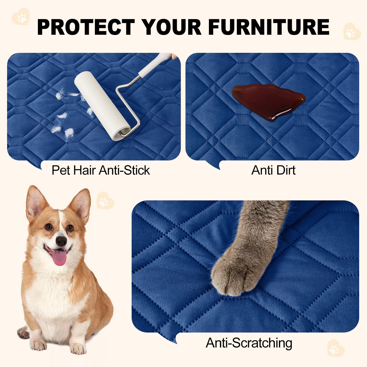 Smiry Waterproof Dog Blanket, 82X102 Inch Soft Pet Bed Cover Reversible, Washable Sofa Couch Furniture Protector For Small Mediu