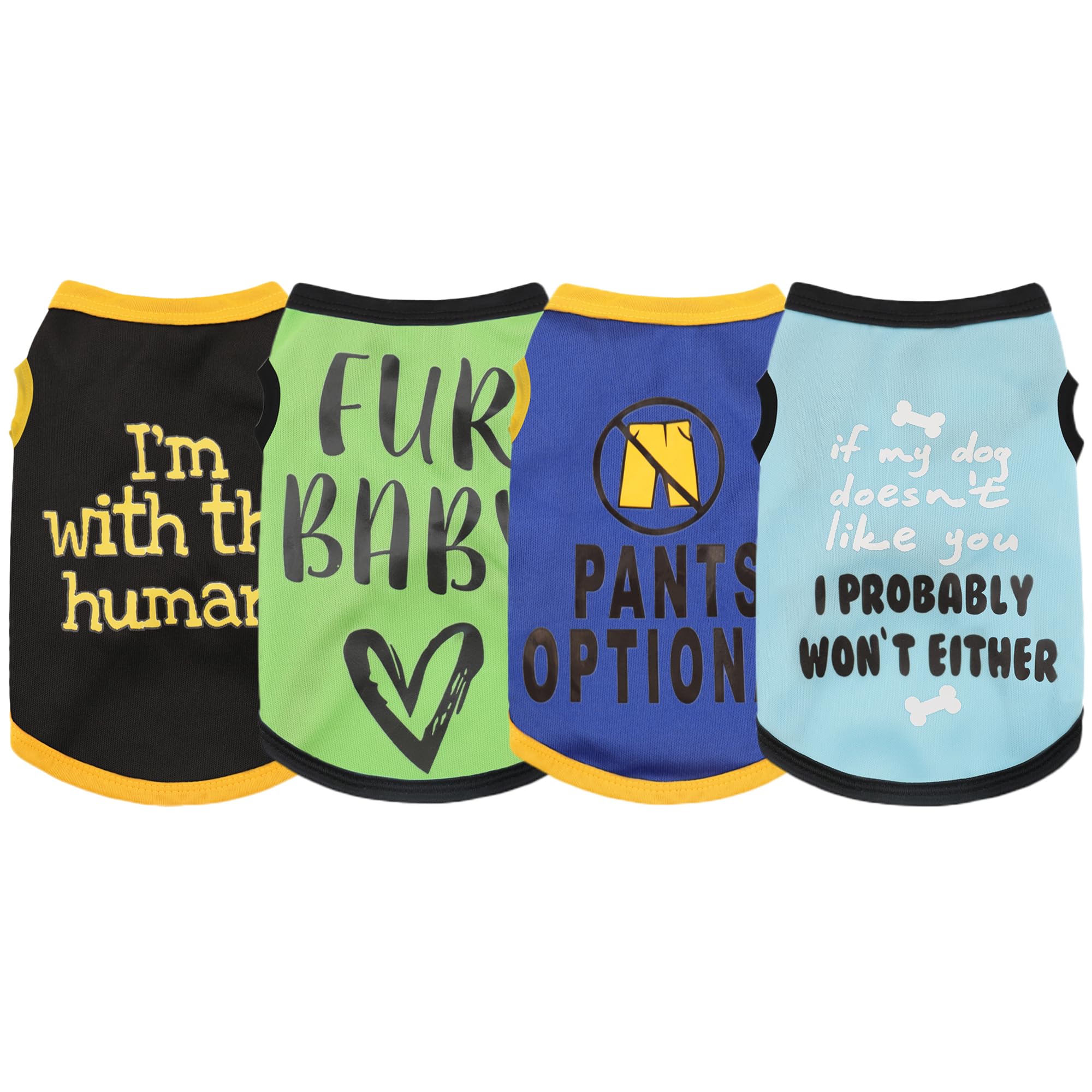 Elevate Your Pet'S Seasonal Style With Playful Panache: 4-Piece Set Of Dog Shirts Featuring Hilarious Printed Patterns For Airy 
