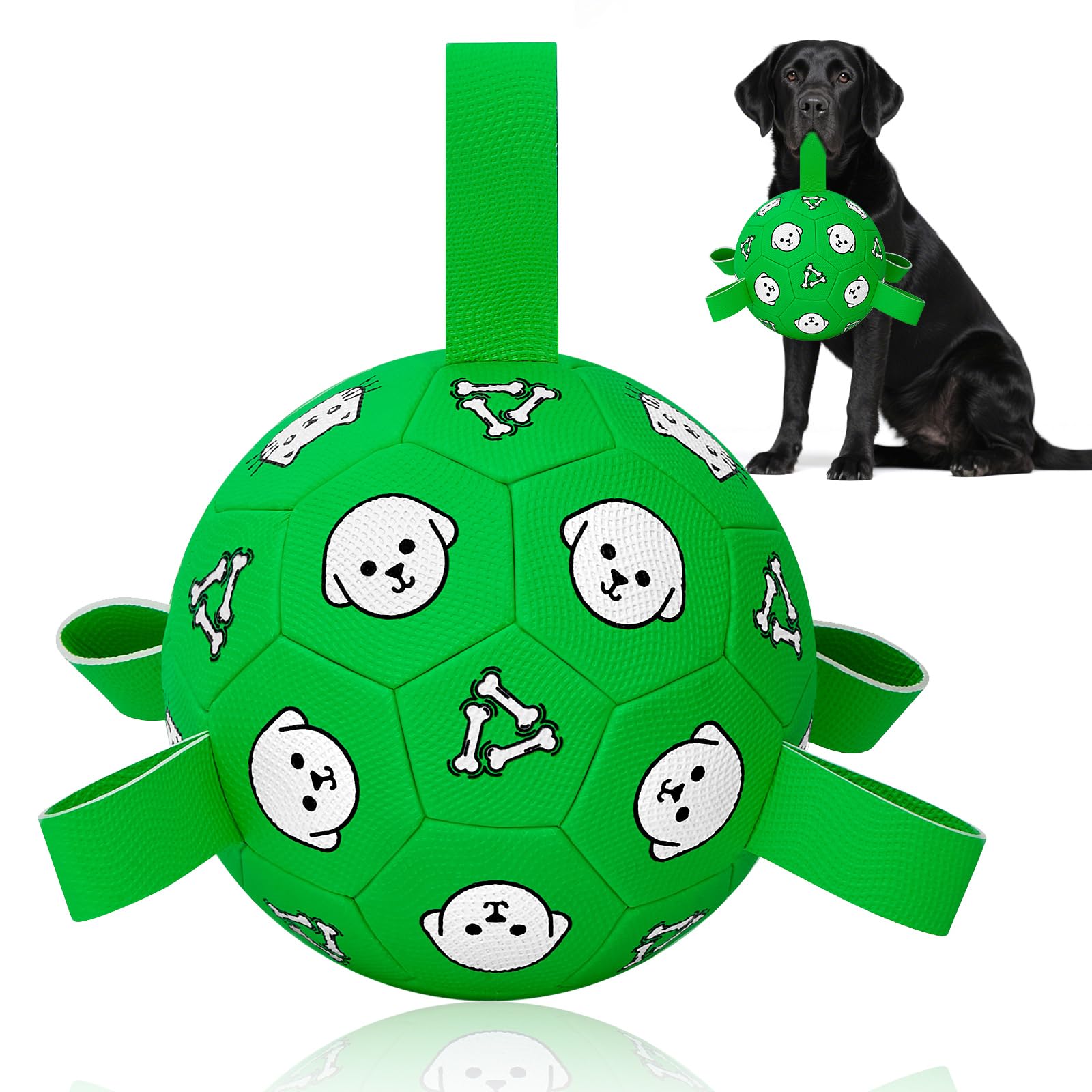 WYNTRIUM Dog Soccer Ball with Straps - Durable Jolly Ball for Dogs, Large Soccer Ball for Dogs, Dog Toys for Medium Dogs, for Pe