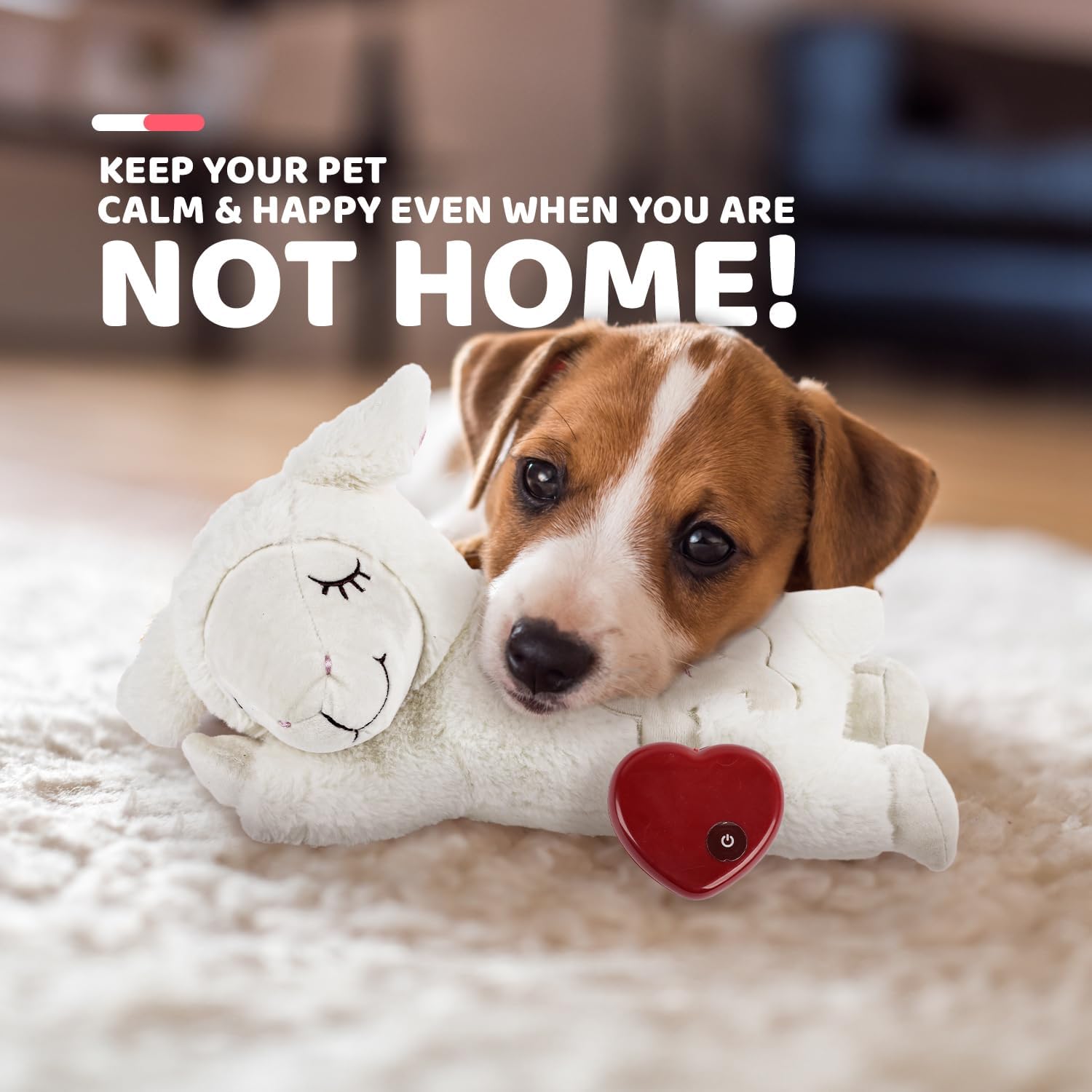 ALL FOR PAWS Puppy Heartbeat Stuffed Animal Toy, Plush Comfort Toy, White Sheep, 1 Count