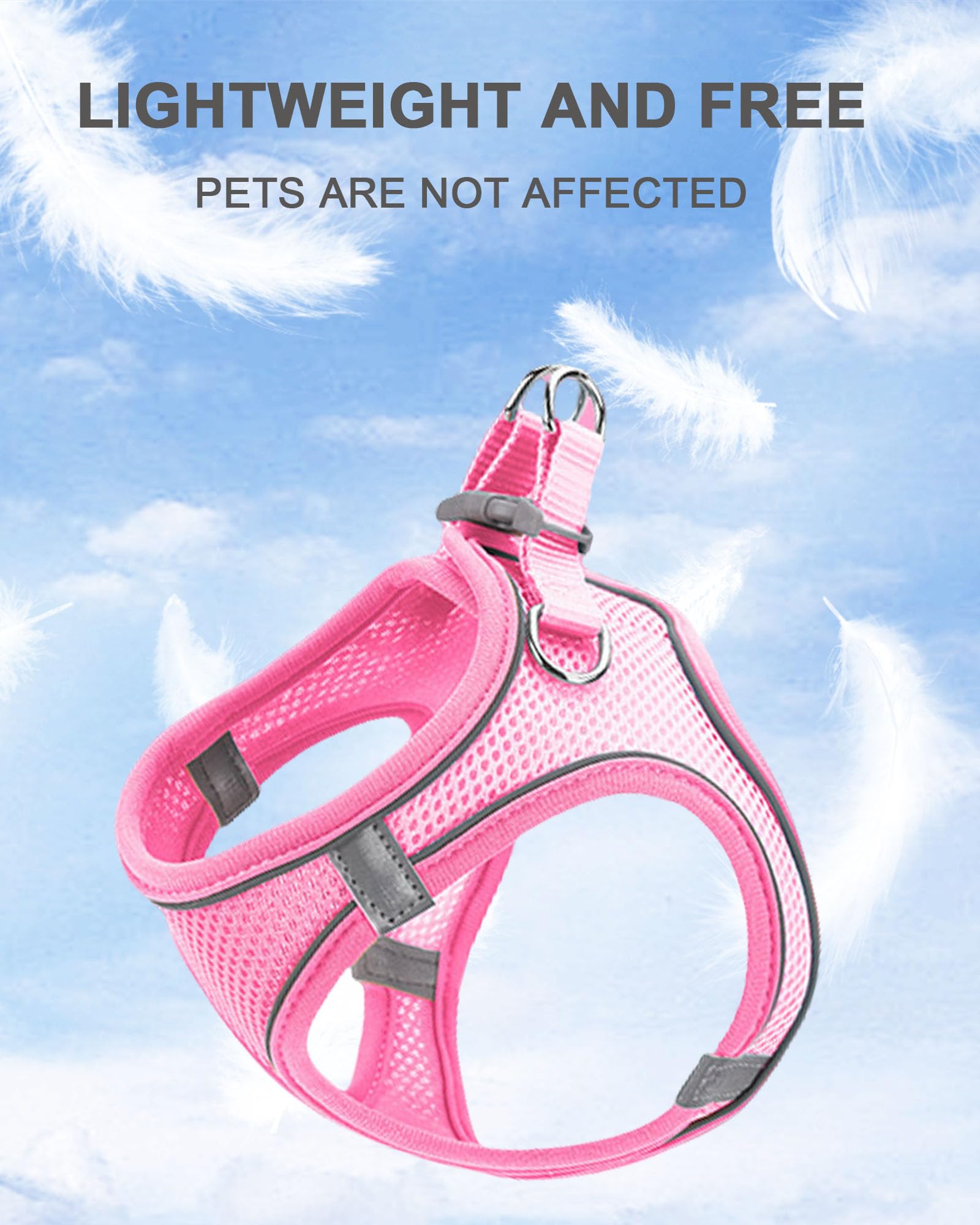 Jufoo S Pink Soft Mesh Dog Harness And Leash Set,No Escape Puppy Harnesses For Training Walking, Reflective Adjustable Puppy Ves