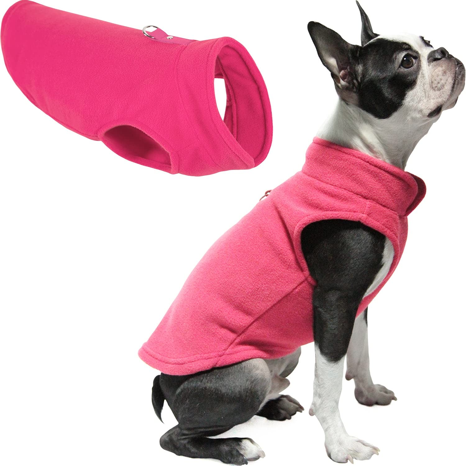 Gooby - Fleece Vest, Small Dog Pullover Fleece Jacket With Leash Ring, Pink, X-Large