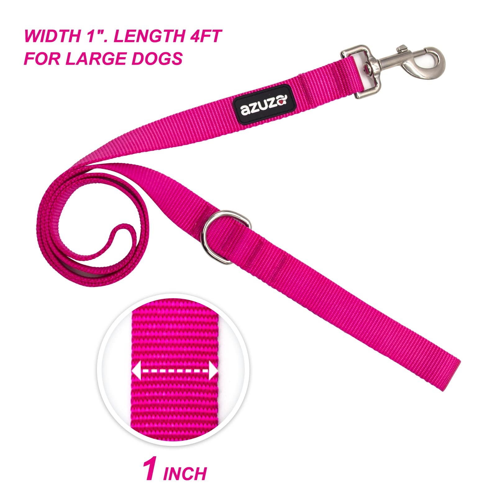 Azuza 3 Pack Nylon Dog Leashes,Strong & Durable Basic Style Leash With Easy To Use Collar Hook,Available In Multiple Lengths For