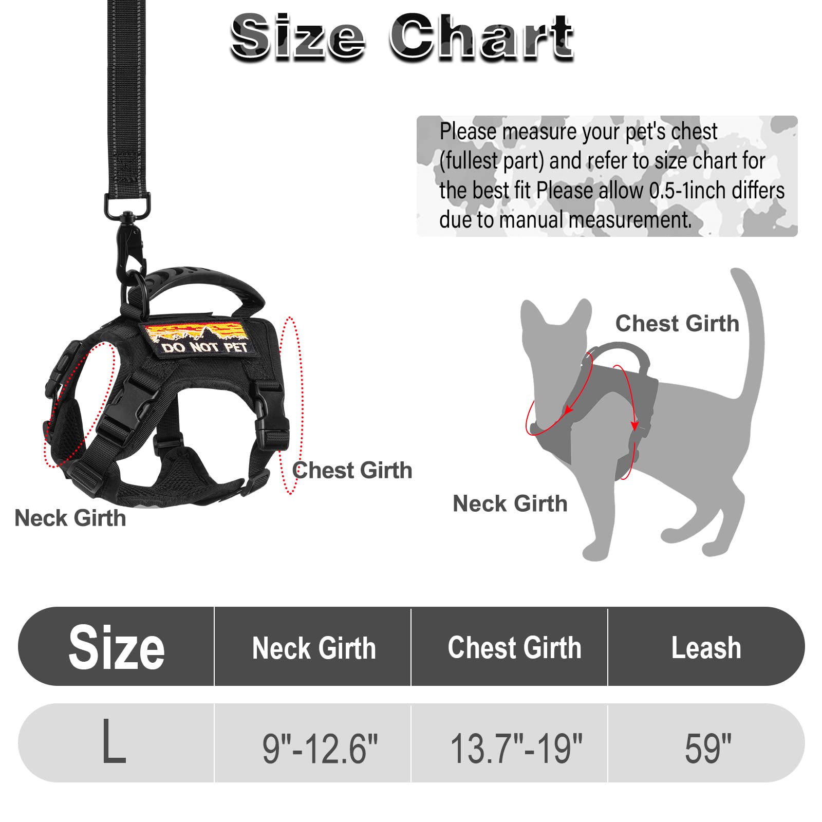 Nanappice Tactical Cat Harness And Leash For Walking Esacpe Proof,Adjustable Soft Mesh Large Cat Vest With Rubber Handle Easy To Control,Molle Patches