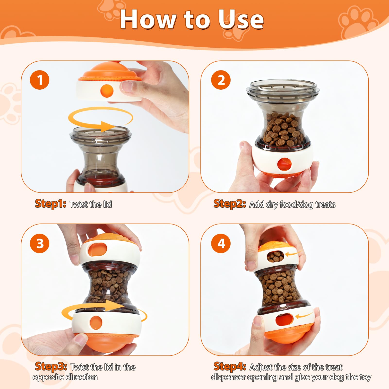 Dog Puzzle Toy - Adjustable Treat Dispensing Ball Food Dispenser Slow Feeder, Puppy Enrichment Training Toy, Pet Interactive Cha