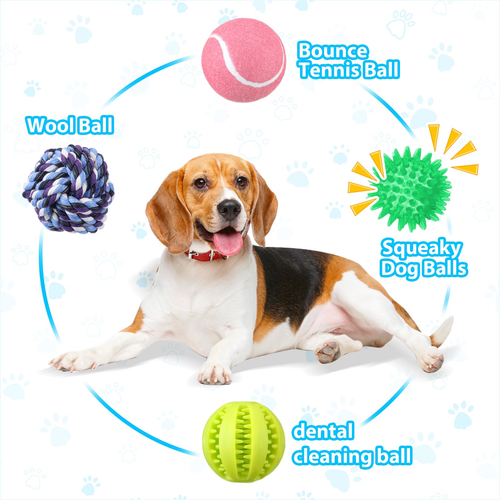 Skylety 30 Pcs Puppy Teething Toys for Small Medium Breed Includes 2.5 Inch Tennis Balls Squeaky Rubber Chew Toys and Treat Ball