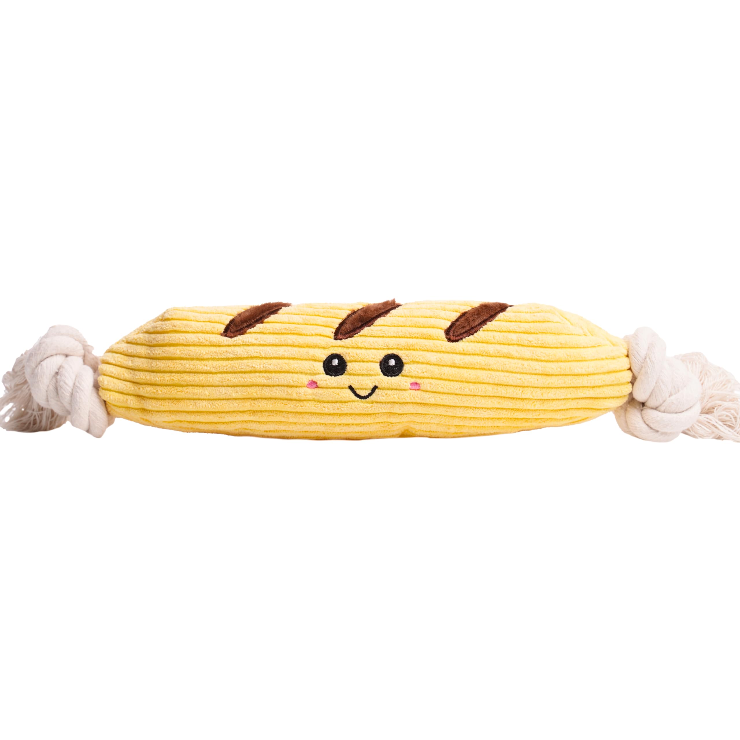 Puffy Crew Squeaky Dog Plush Toy, Bakery Bite_Stick Collection, 12'', For Various Sized Dogs (Baguette, Large)