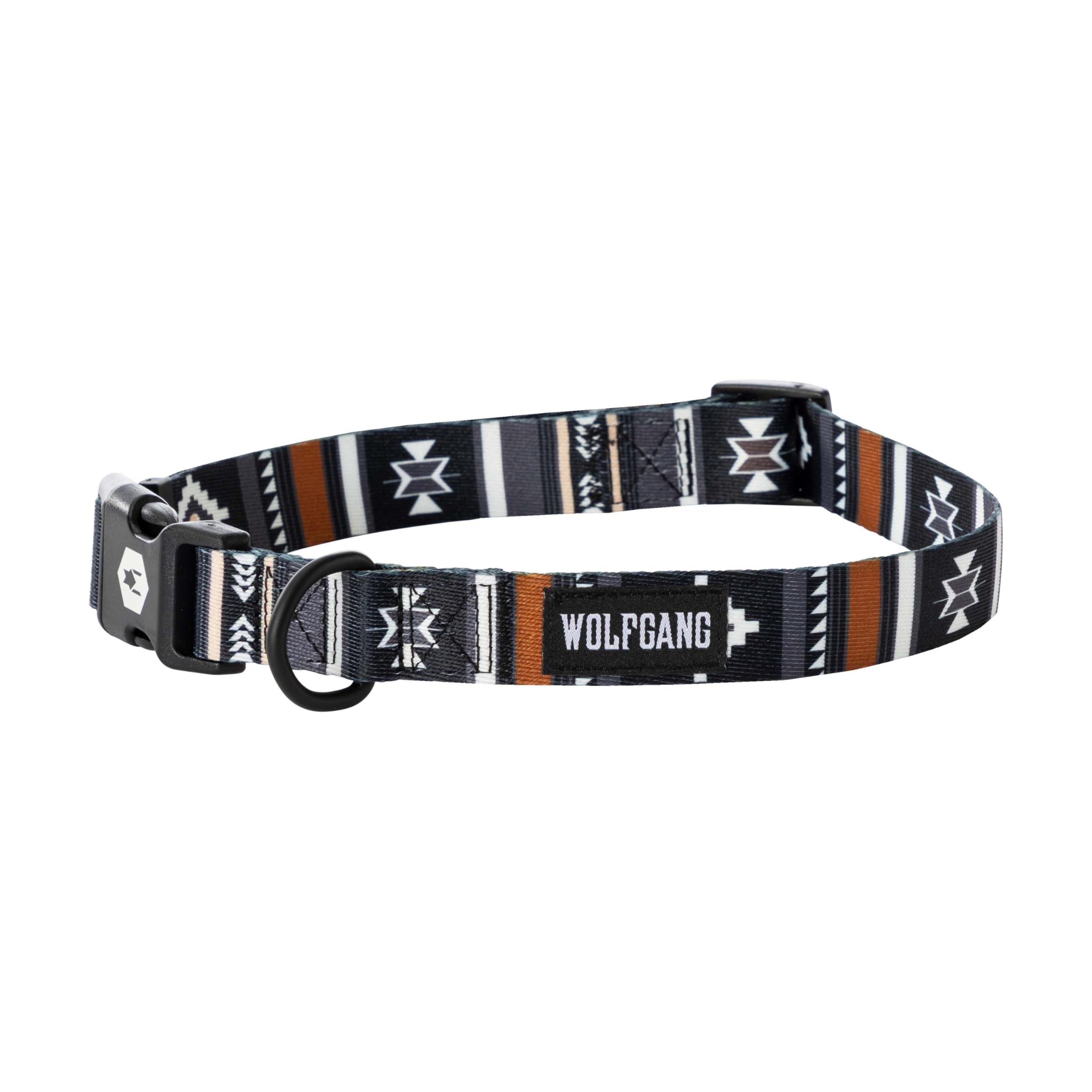 Wolfgang Heavy Duty, Adjustable Dog Collar With Quick Release Nylon Buckle For Walking & Training, Newmoon Print, Small