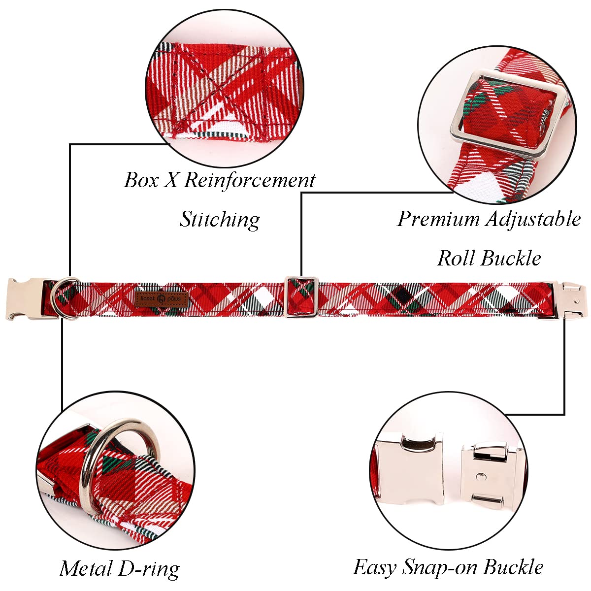 Lionet Paws Christmas Dog Collar With Bowtie, Dog Bowtie Collar With Metal Buckle For Dogs And Cats, Adjustable Comfortable Dog
