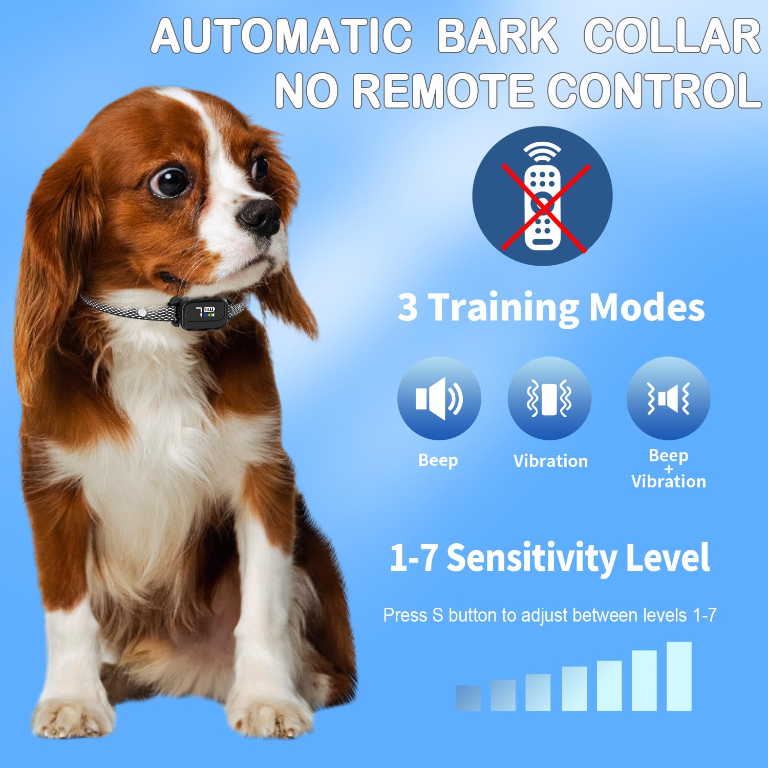 Ricivi Anti-Bark Collar For Small Dogs, No Shock Barking Collars With 7 Sensitivities, 3 Adjustable Modes Beep & Vibration, Ip67 Waterproof - Effective & Humane Small Dogs Bark Collar-Gloss Black