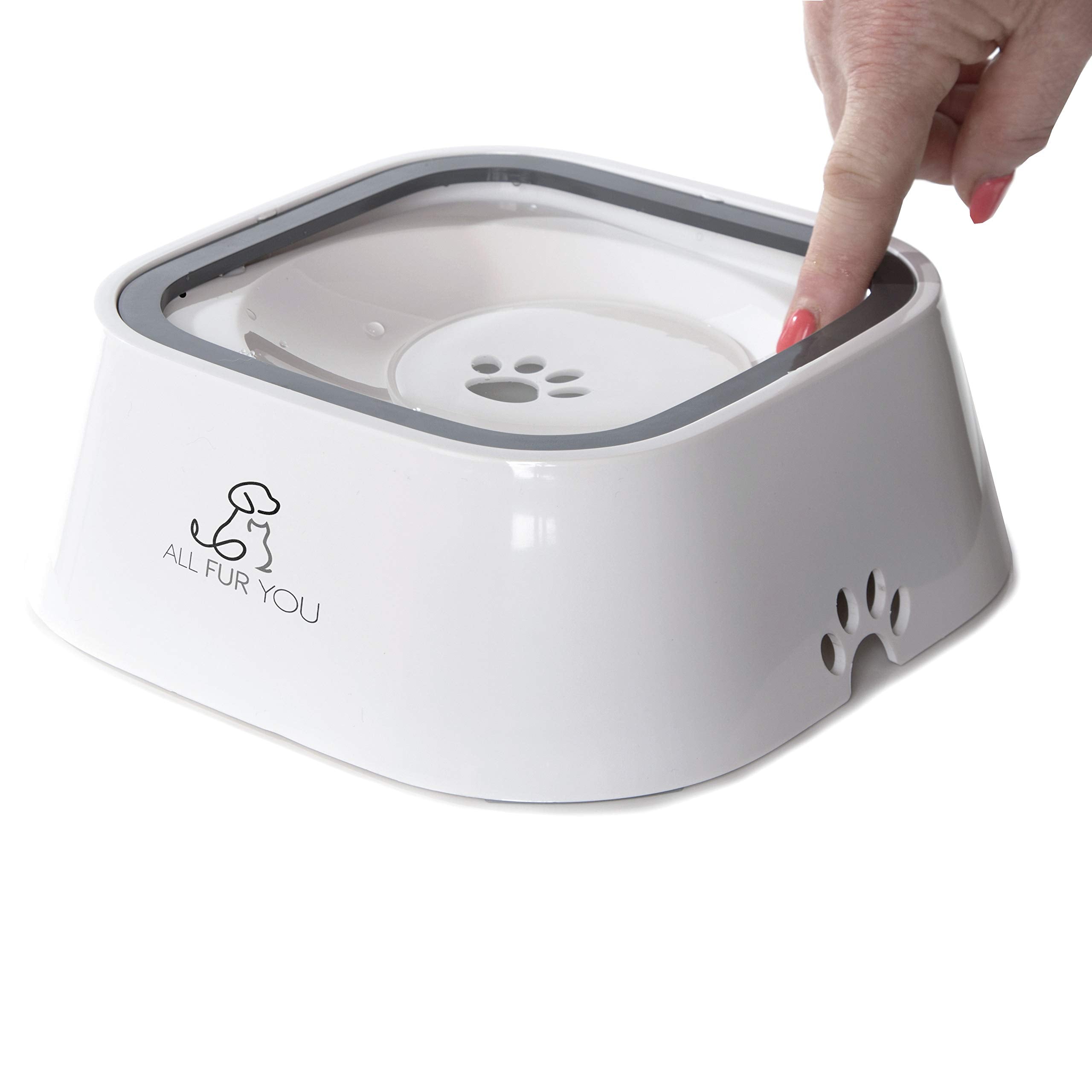 All Fur You Dog Water Bowl Splash Proof Anti Spill Slow Feeder Dish Cat Water Bowl No Slip Dispenser 35Oz (1L) Drinking For Dogs
