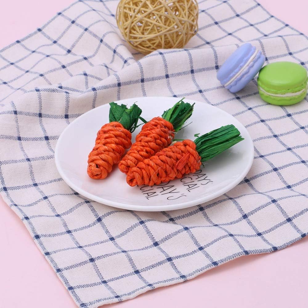 Hamiledyi Rabbit Seagrass Mat Activity Mat Bunny Chew Toy Small Animal Activity Play Ball Carrot Toy for Hamster Guinea Pigs Ger