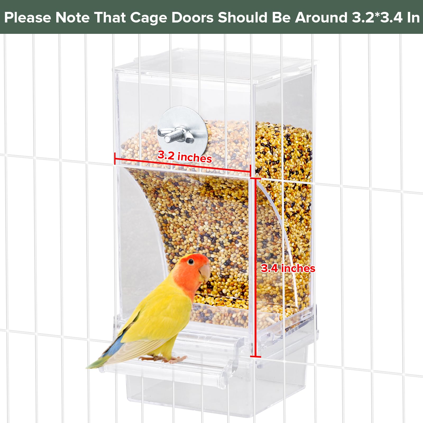Lemtrflo No Mess Bird Feeder & Water Dispenser Set - Automatic Feeding & Hydration, Parakeet Cage Accessories for Parrots, Cocka