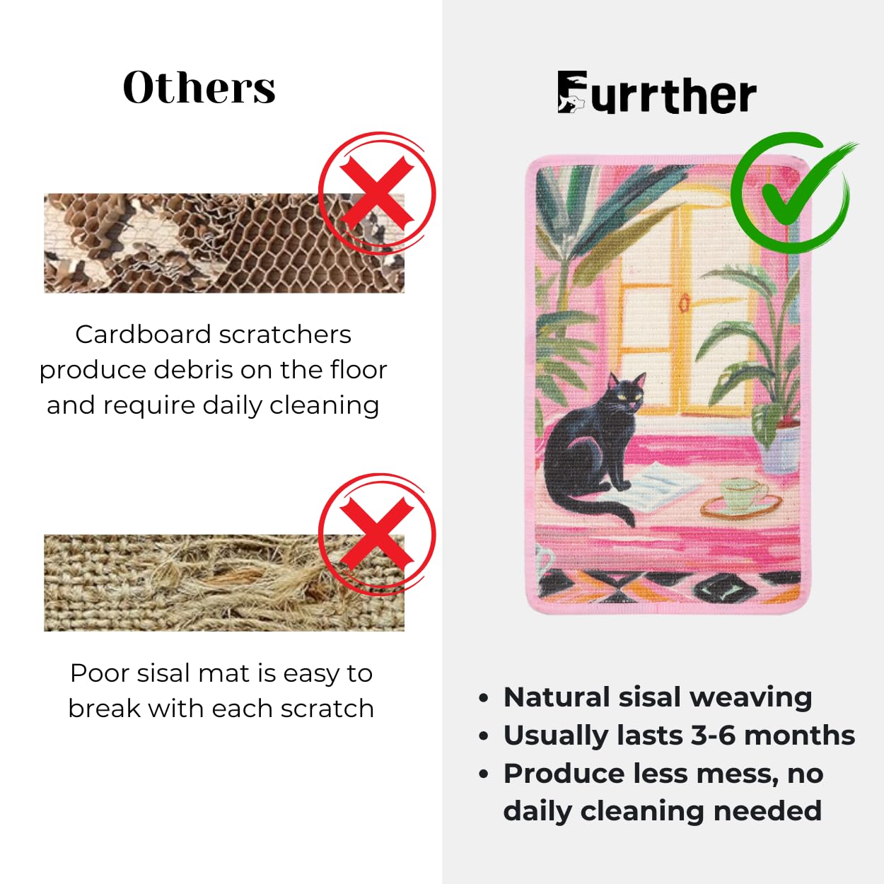 Sisal Cat Scratcher Post Mat (Use On Wall, Couch And Carpet), Shedding-Resistant Scratching Surface - 21.7X13 With Adhesives, Pa