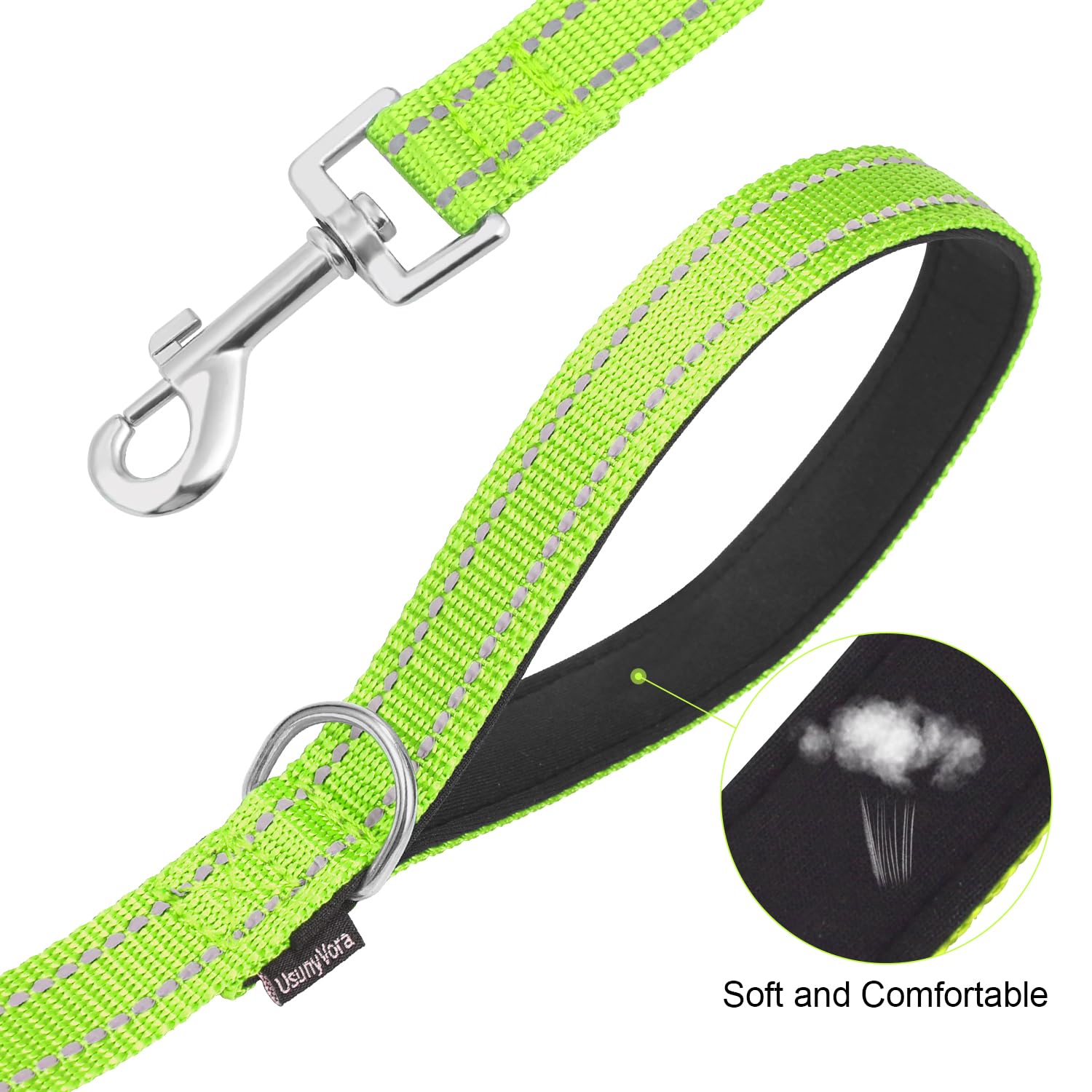 Usunyvora Reflective Nylon Dog Leash For Walking,Strong Dog Leash With Padded Handle For Small And Medium Dogs,6 Ft,Green