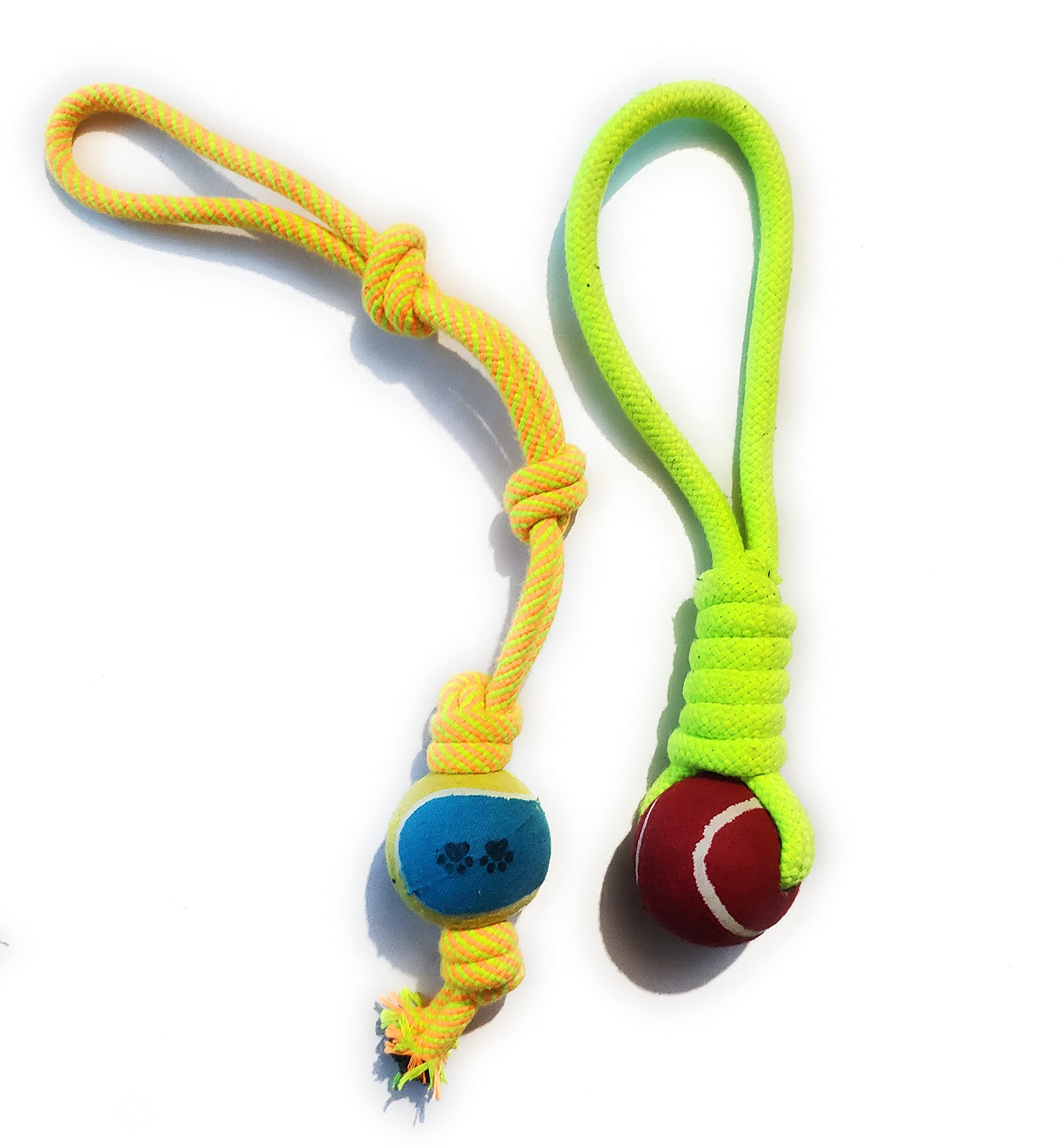 Tame Love Chew Dog Toys Knotted Rope Cosco Ball Dog Toy Cotton Poly Mix Chew Toys Pack Of 2  Suitable For Small And Medium Pupp