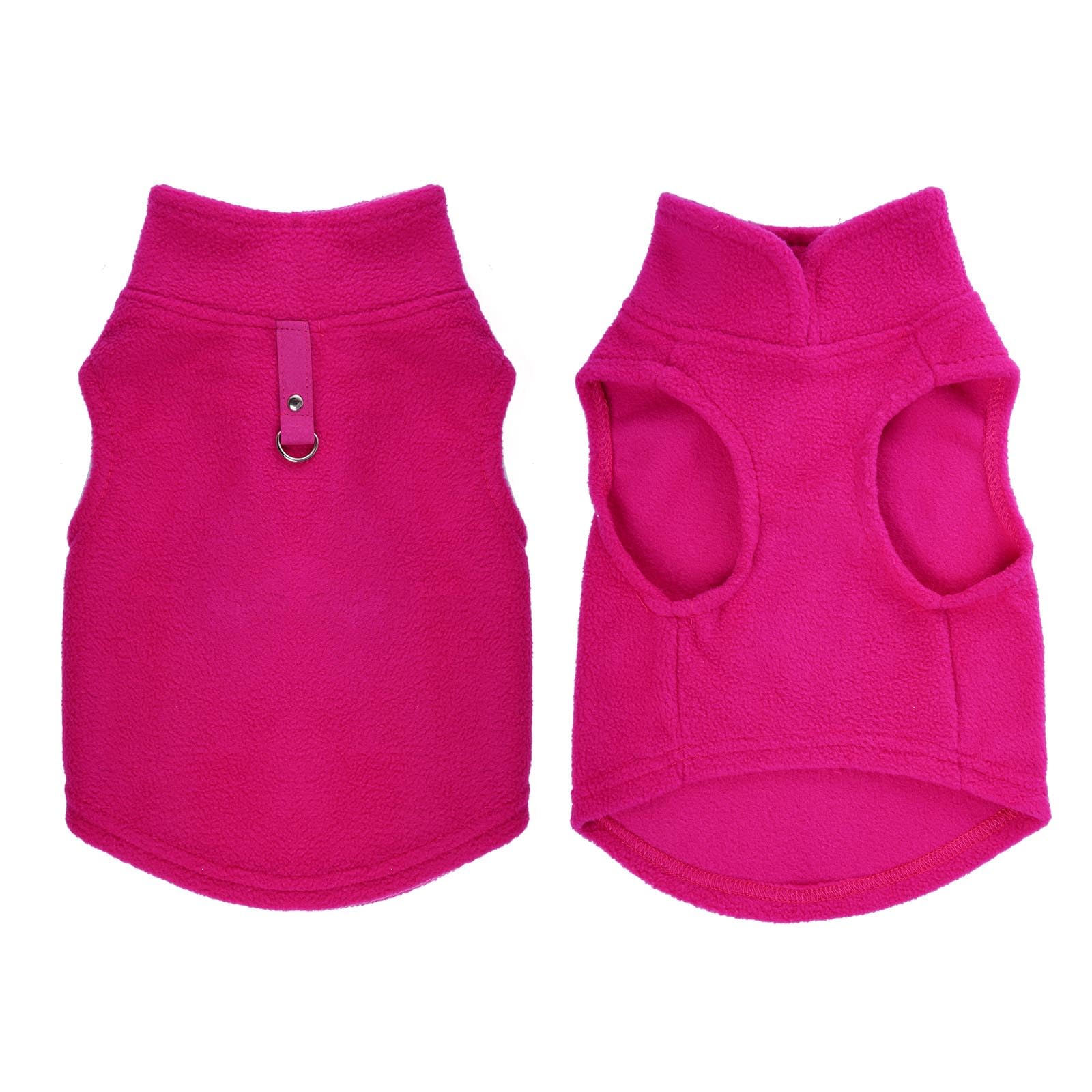 Rbenxia Rose Red Dog Sweater With Leash Ring Soft Fleece Vest Pullover Warm Jacket Pet Clothes Winter Dog Outfits For Small Pupp