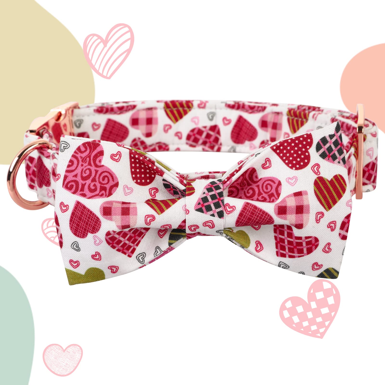 Lionheart Glory Heart Dog Collar, Adjustable Dog Collar With Bowtie, Pet Gift Collar For Dog Soft Bowtie Dog Collars For Large D