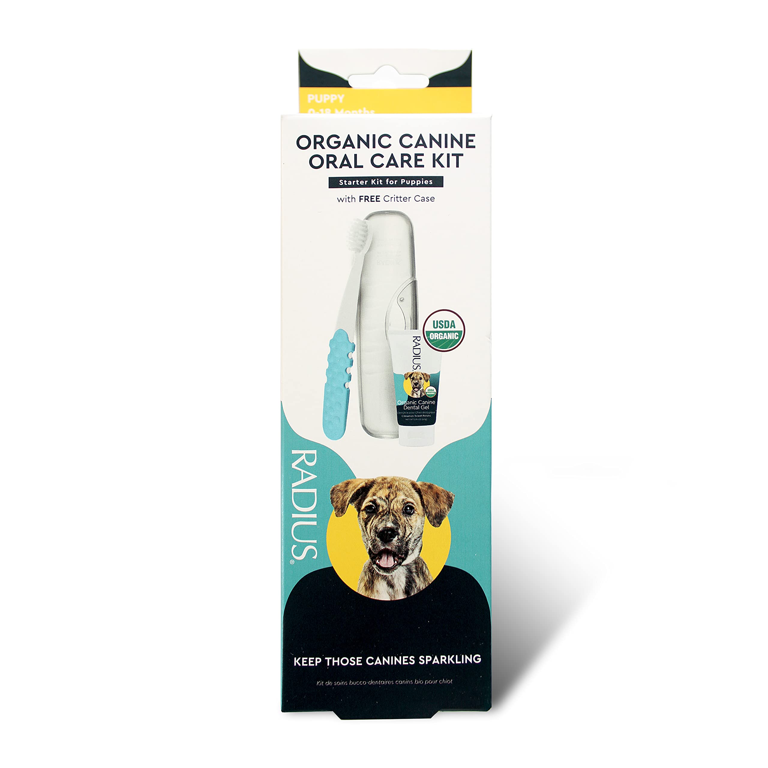RADIUS USDA Organic Dental Solutions Puppy Kit 2 Units, Kit Includes 1 Dog Toothbrush & 1 0.8oz Toothpaste, Ultra Soft Bristle &