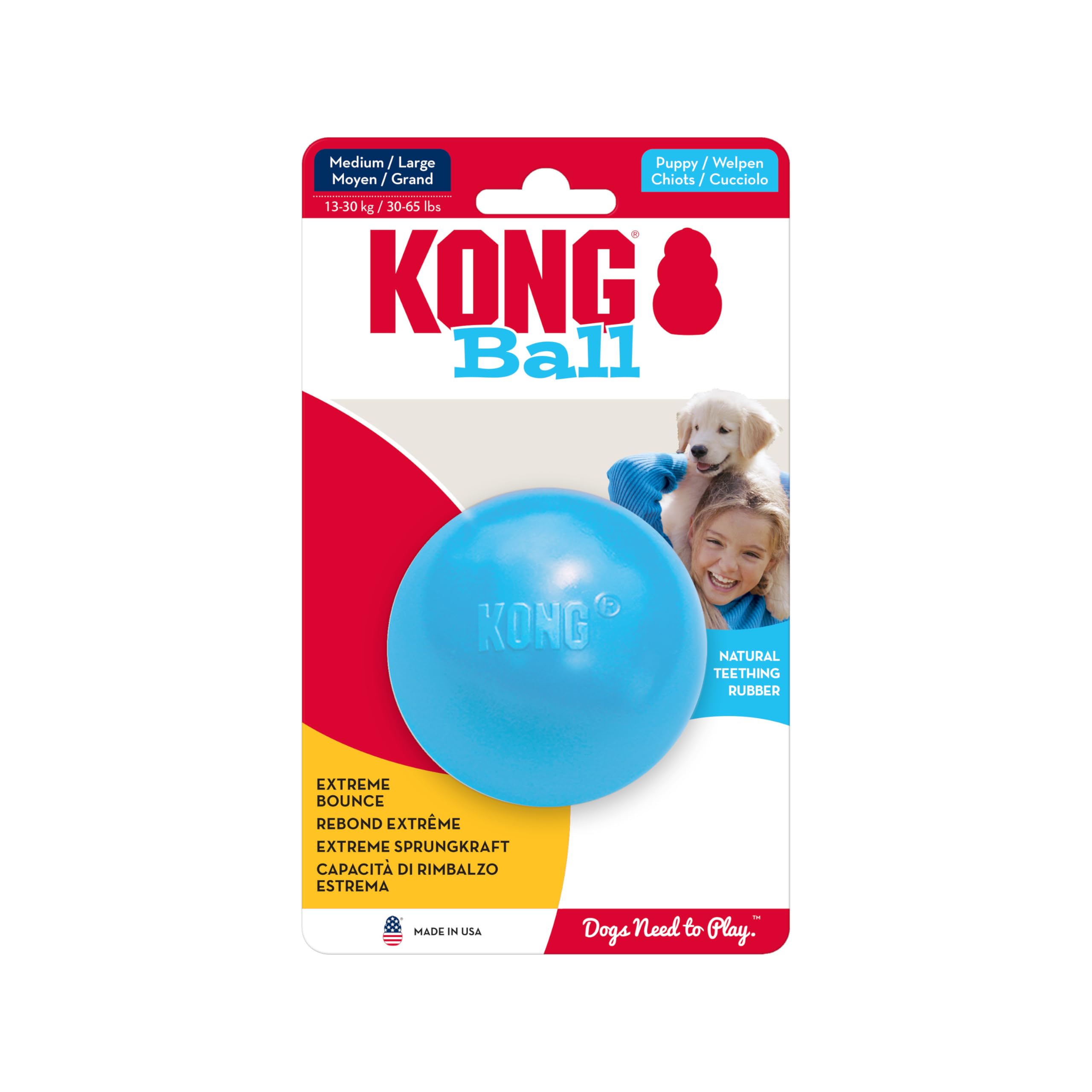 KONG Puppy Ball w/Hole - Soft & Durable Activity Ball for Puppies - Dog Toy Supports Healthy Exercise & Interactive Play - Dog T