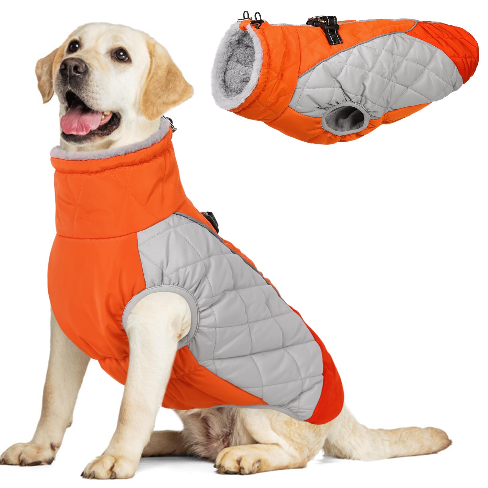 Aofitee Dog Coat, Dog Winter Jacket, Reflective Dogs Jacket With Harness Built In And Fleece Lined, Waterproof Pet Winter Jacket
