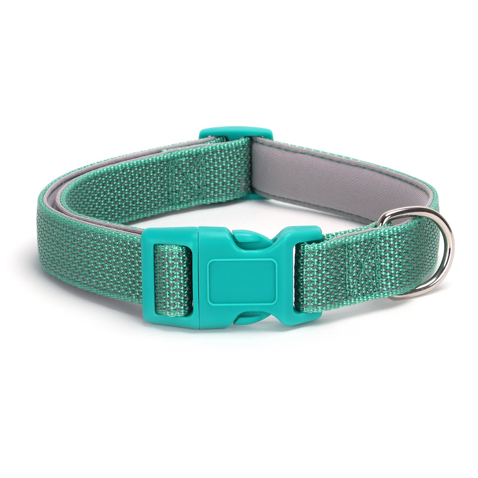 Reflective Dog Collar Padded-4 Size, Breathable Nylon Soft Neoprene Pet Collar For Small Medium And Large Dogs (Green, M)