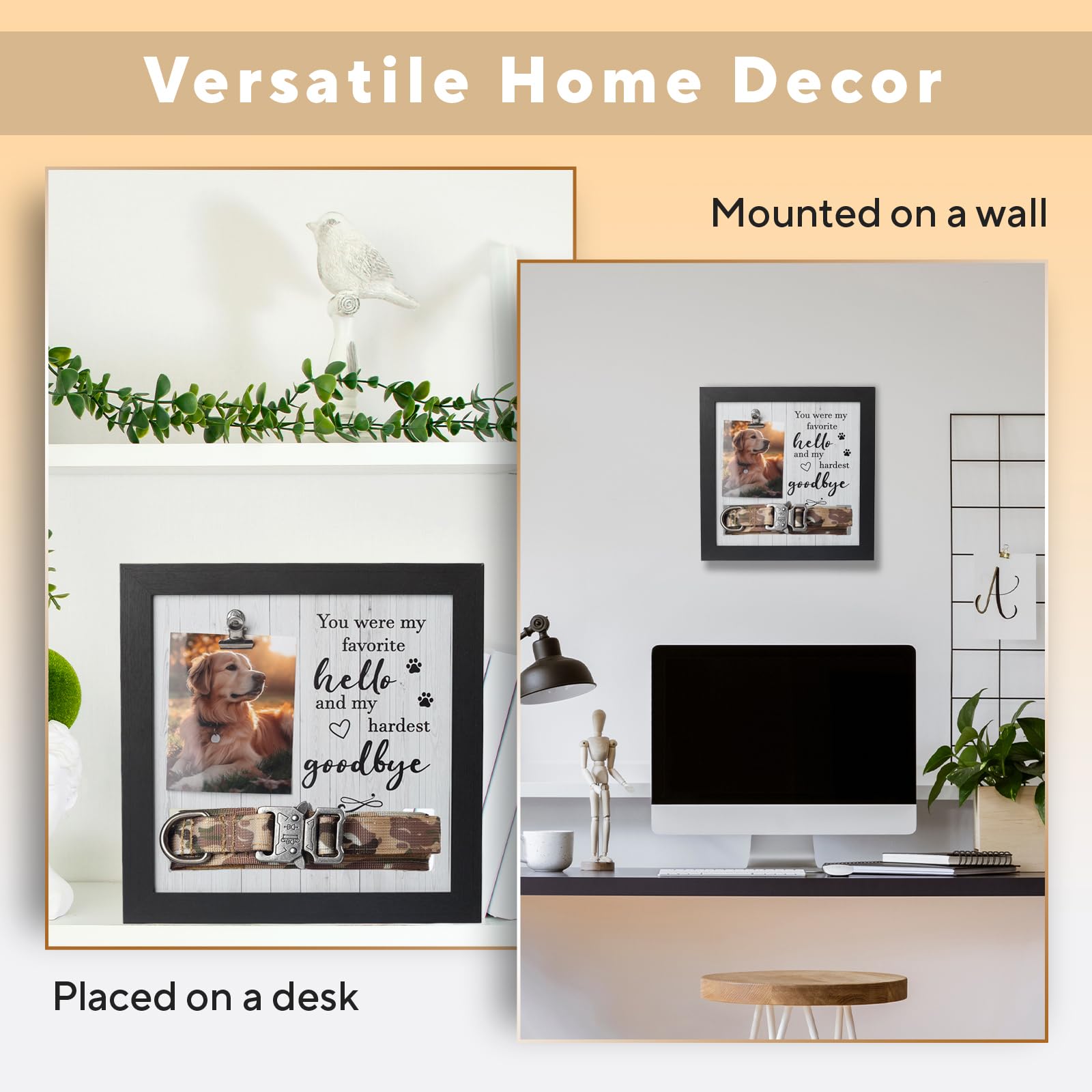 X-Partner Pet Memorial Frame With Collar Holder - Dog And Cat Loss Remembrance Gift - You Were My Favorite Hello And Hardest Goo