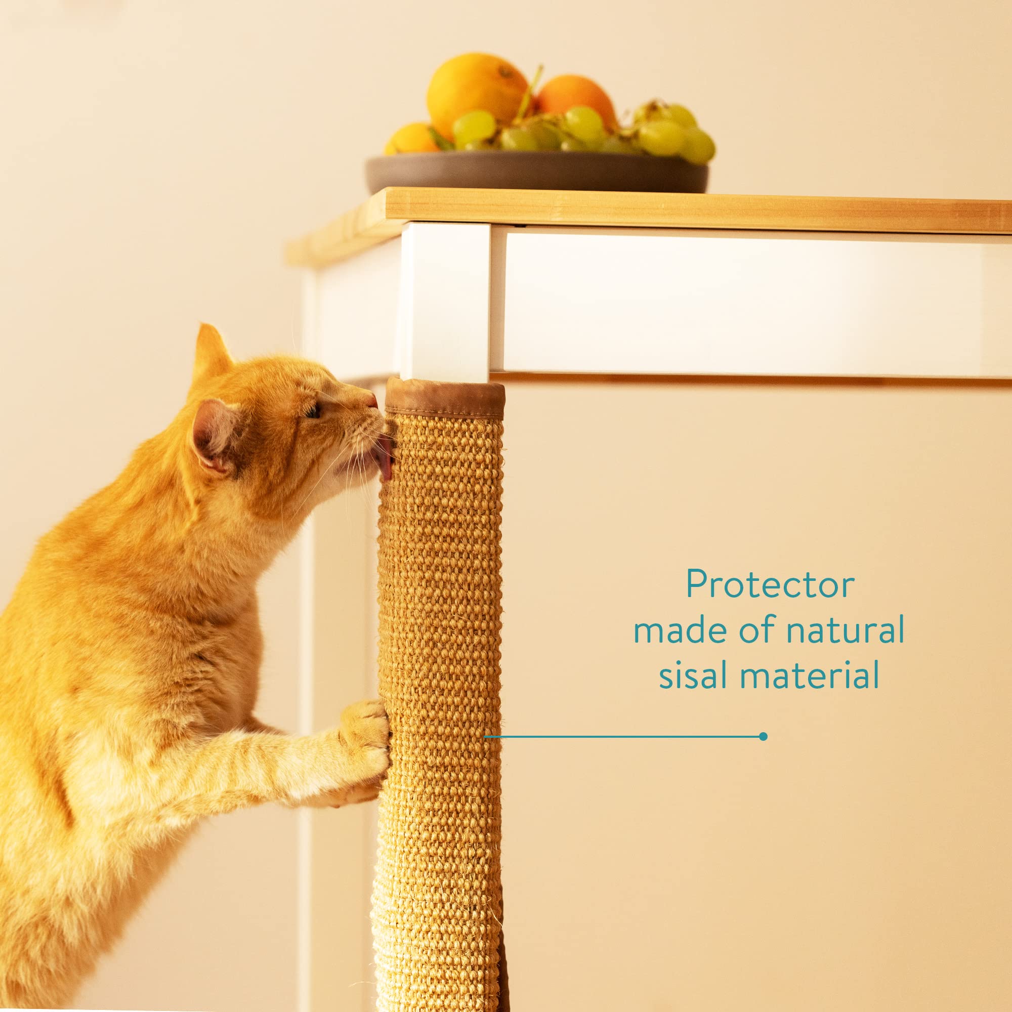 Navaris Table Leg Cat Scratcher - Sisal Scratching Mat Protector For Furniture Legs - Scratch Pad Protection With Wrap Around Straps 23 5/8' X 9 7/8'