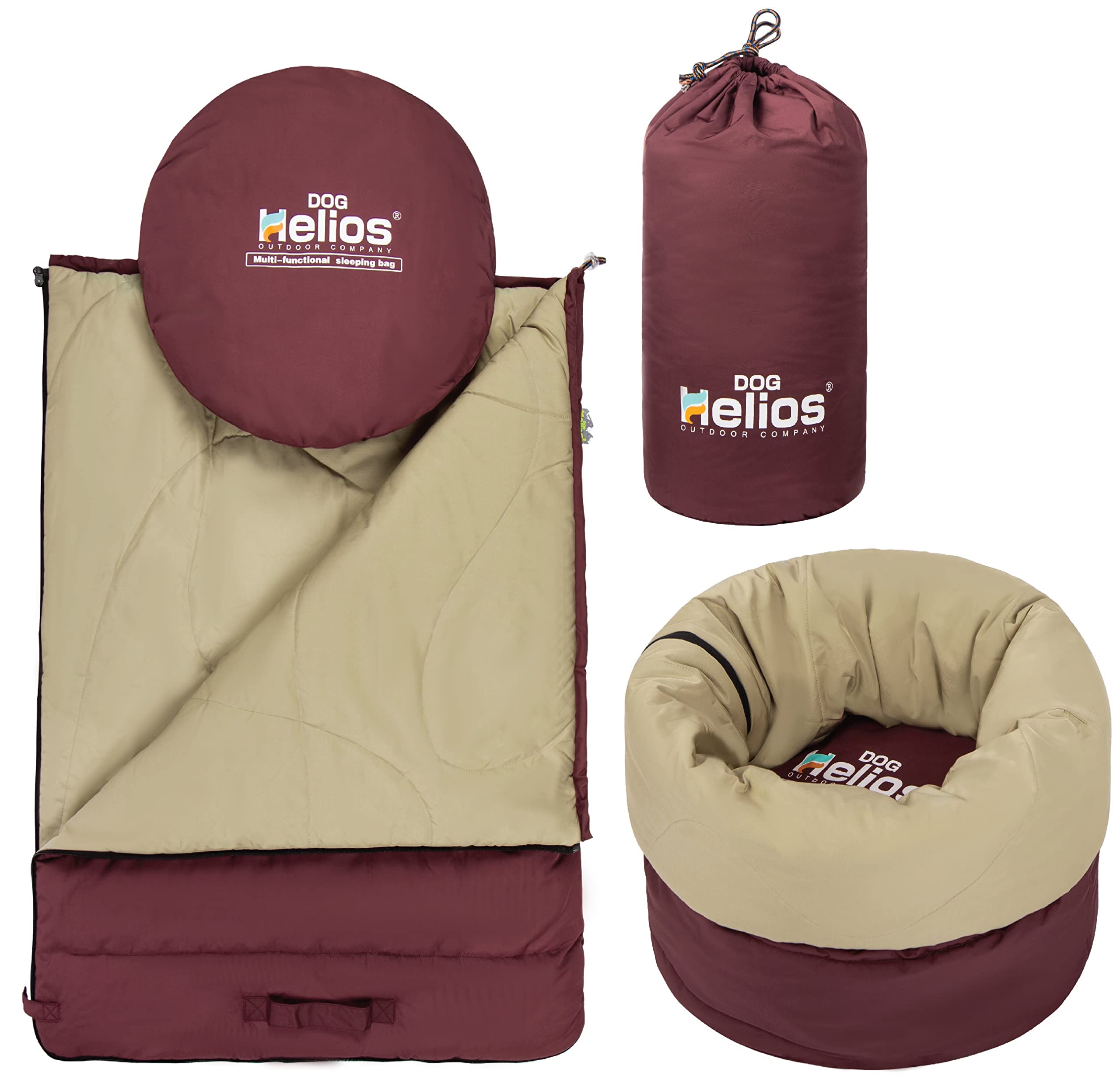 Dog Helios Switch-Back 2-In-1 Convertable Travel Dog Mat And Rounded Camping Bed, Red