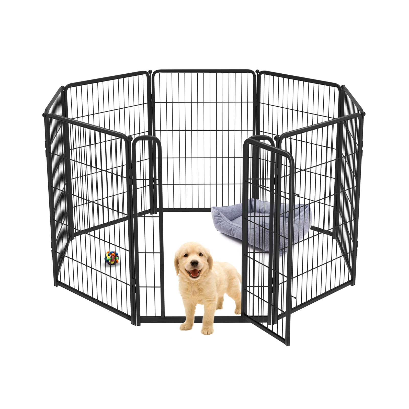 Fxw Homeplus Indoor Dog Playpen - Stress-Free And Safe Play, 40 Inch 8 Panels For Medium And Large Dogs, Black│Patented