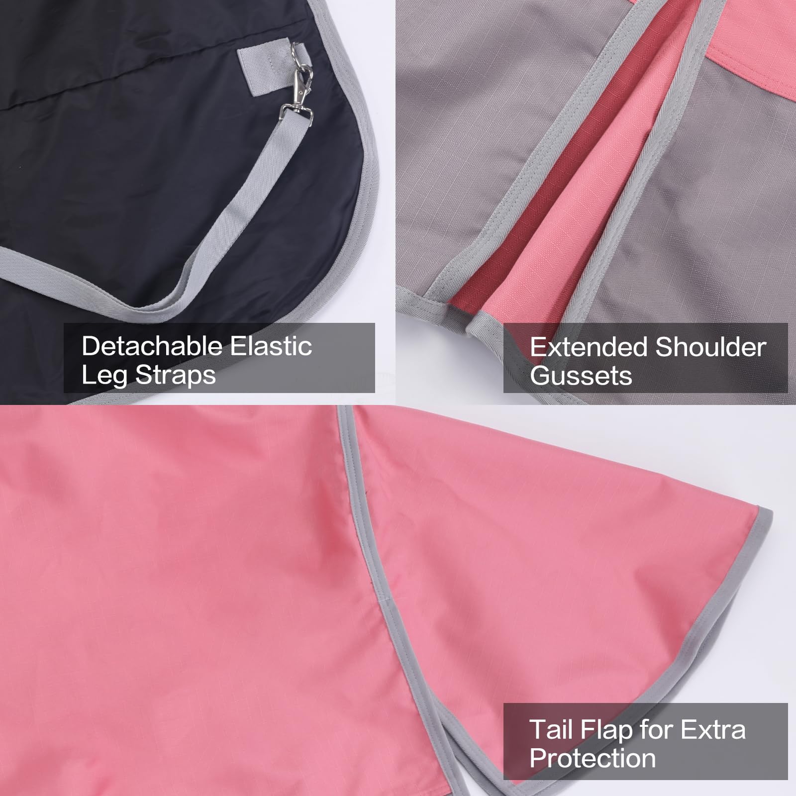 Gallopoff 1200D Ripstop Waterproof Horse Blanket, Lightweight 69", Pink Grey, No Fill