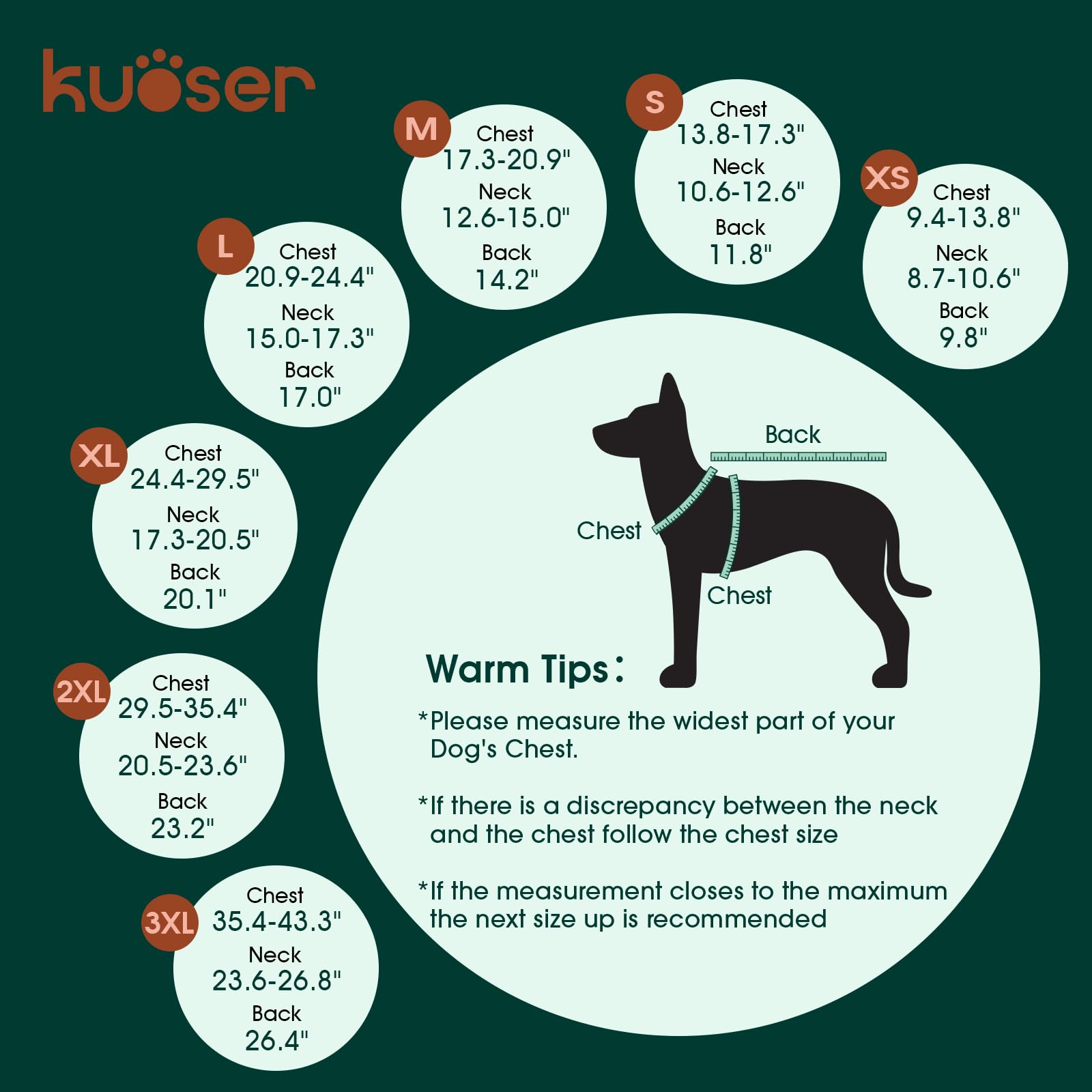 Kuoser Warm Dog Coat, Waterproof Dog Jacket For Extra Large Dogs, Adjustable Durable Xxxl Doggie Winter Coat Reversible Puppy Co
