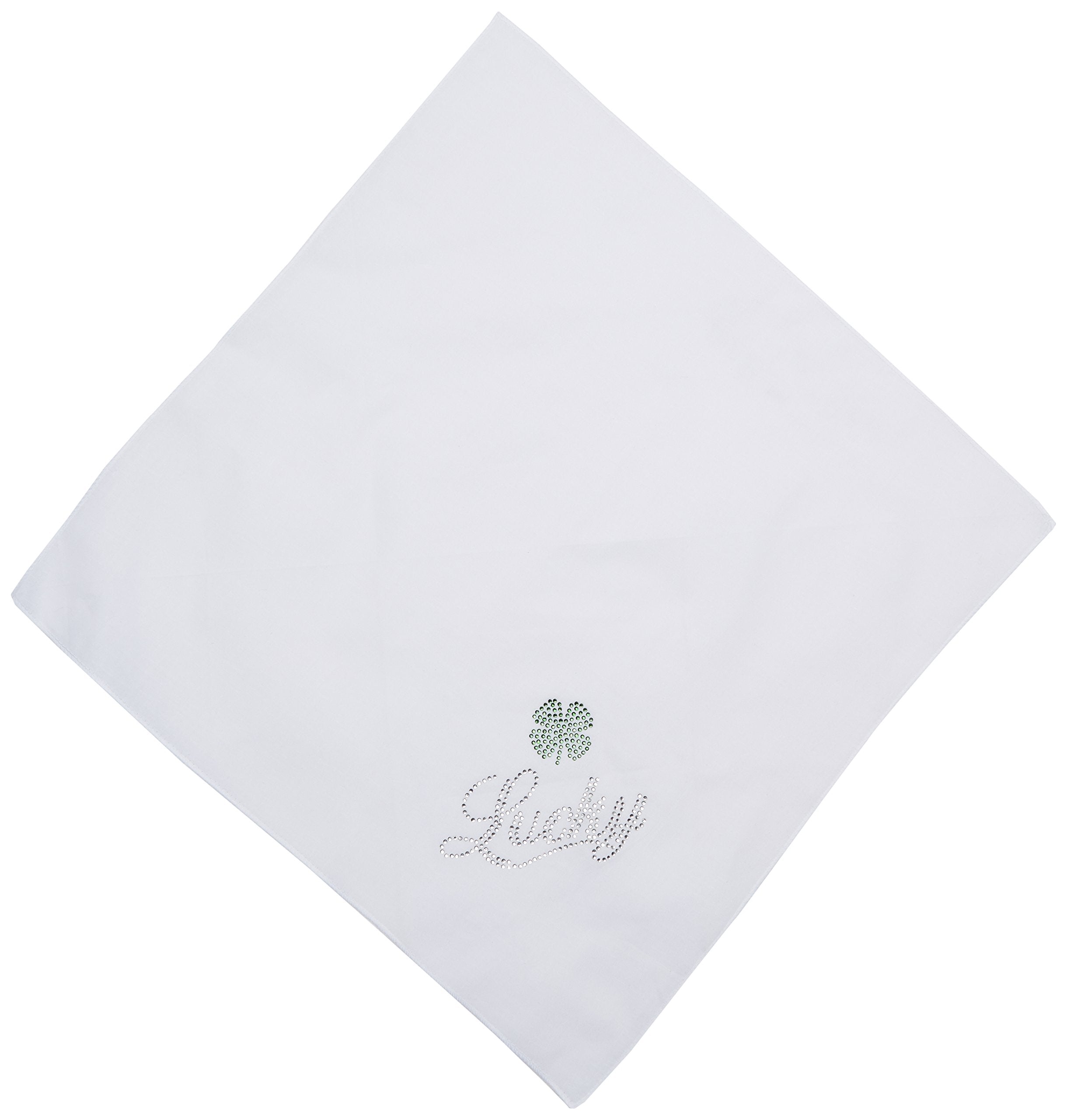 Pet and Dog Bandana Rhinestone, Lucky Script White Small
