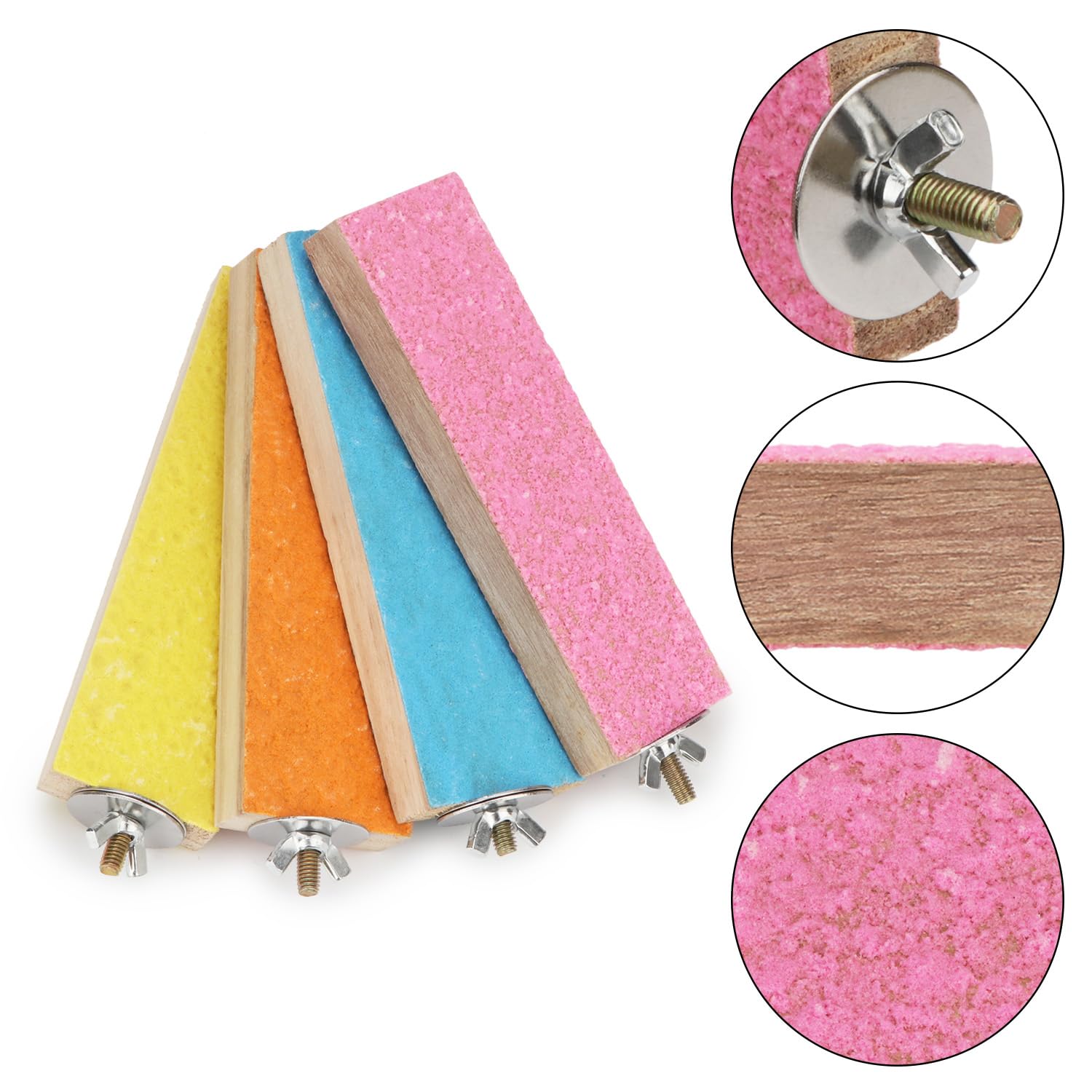 Hypeety Parrot Wooden Perch Platform Playground Macaw African Greys Budgies Parakeet Cockatiels Conure Macaw Finch Cage Shelf Toy Cage Accessories（Random Color） (A)