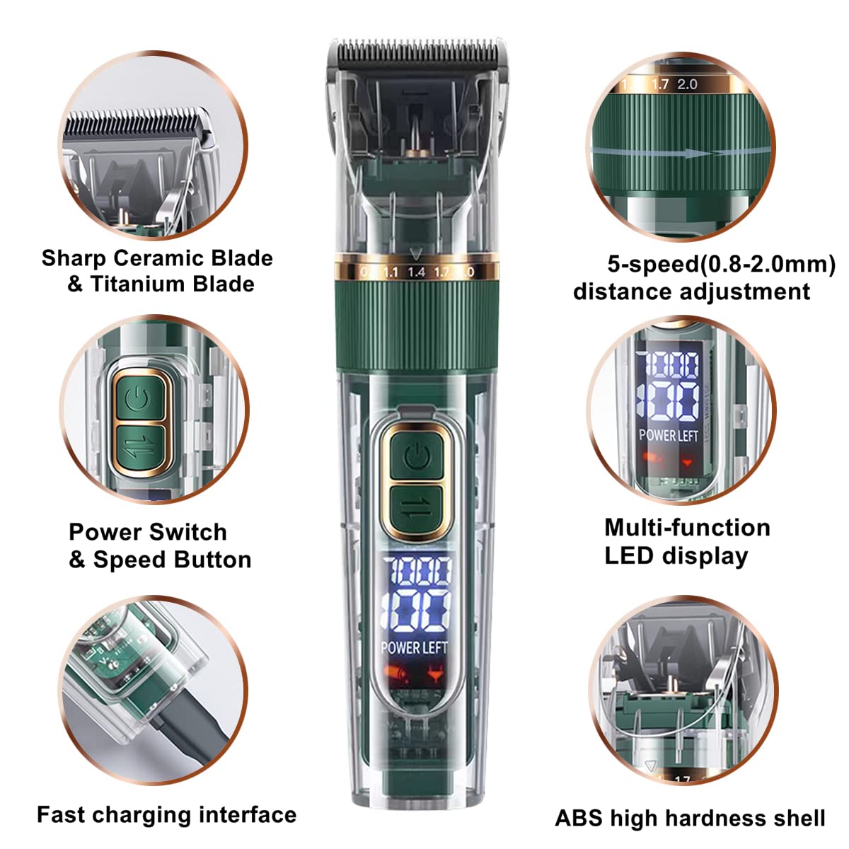 Dog Hair Clippers,Dog Grooming Clippers Kit with Led Display,Pet Clippers Grooming for Dogs Thick Coats,Low Noise Heavy Duty Pet