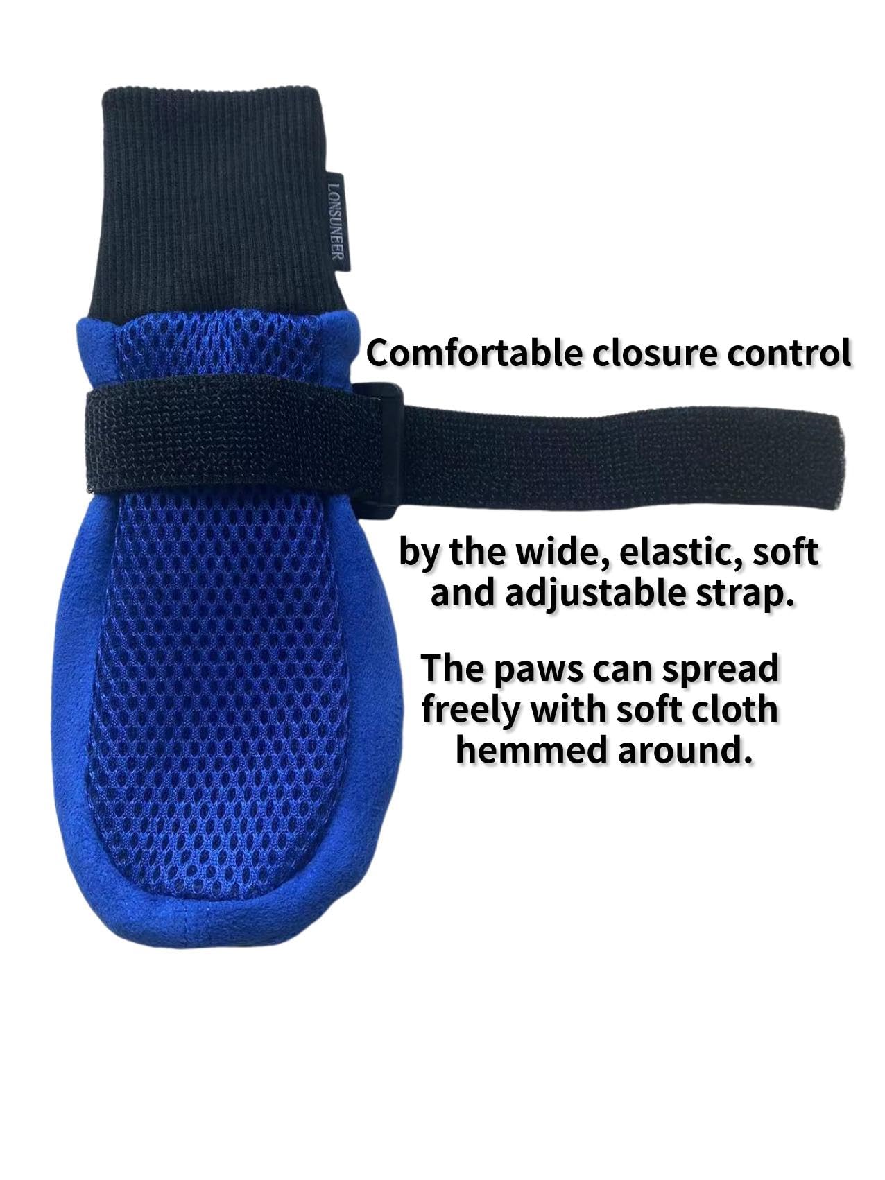 LONSUNEER Dog Boots - Breathable, Nonslip Soles, Size Large, Blue, Model 4334708596