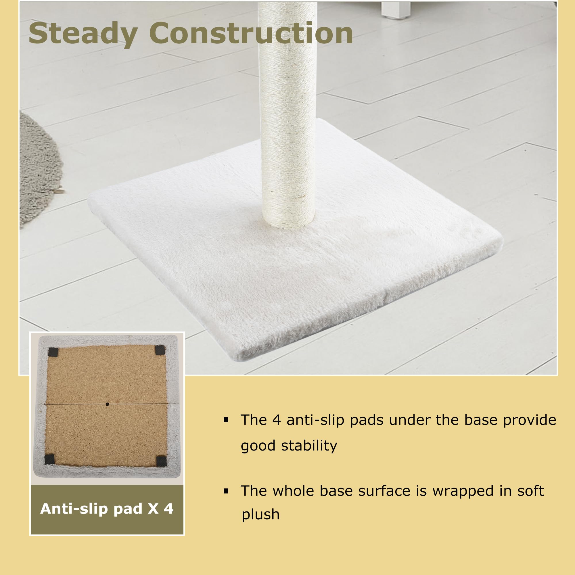 Dimaka 34' Tall Cat Scratching Post For Indoor Cats And Kittens, Cat Activity Scratcher Premium Sisal Rope Scratch Tree (Beige)