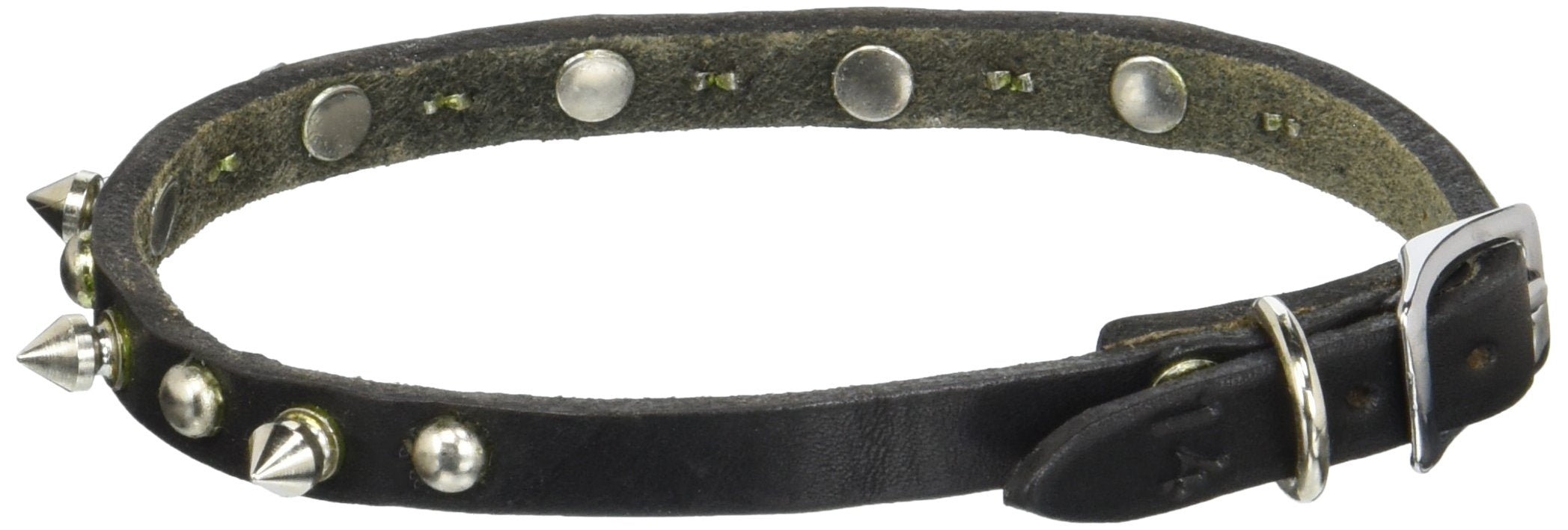 Omnipet Leather Brothers 38Lks-Bk14 3/8 X 14-Inch Regular Spiked And Studded Latigo Leather Dog Collar, Medium, Black