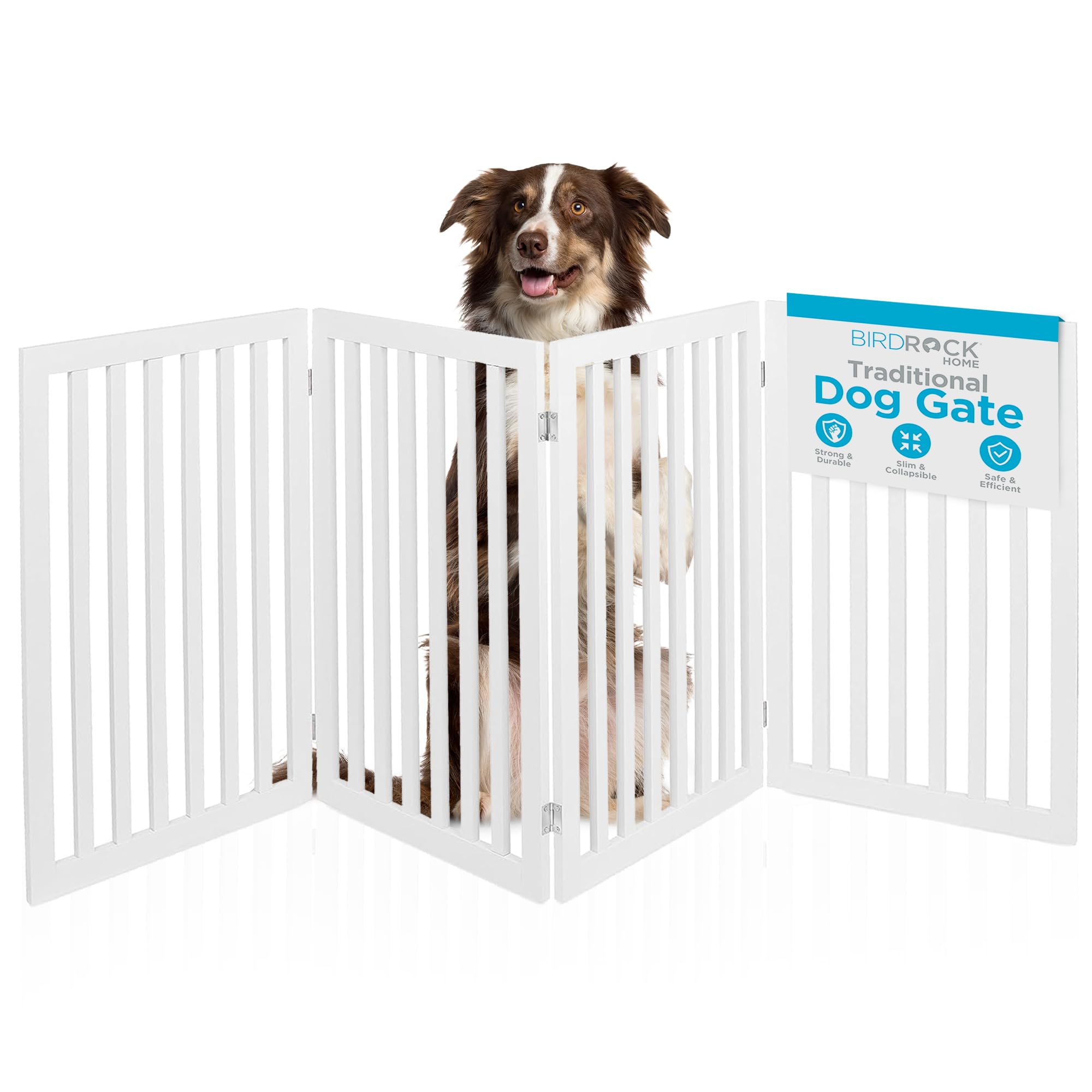 Internet'S Best Dog Gate Indoor Freestanding Pet Barrier, Folding Wood Dog Fence, Extra Wide Doorway Puppy Gate, Indoor Animal P