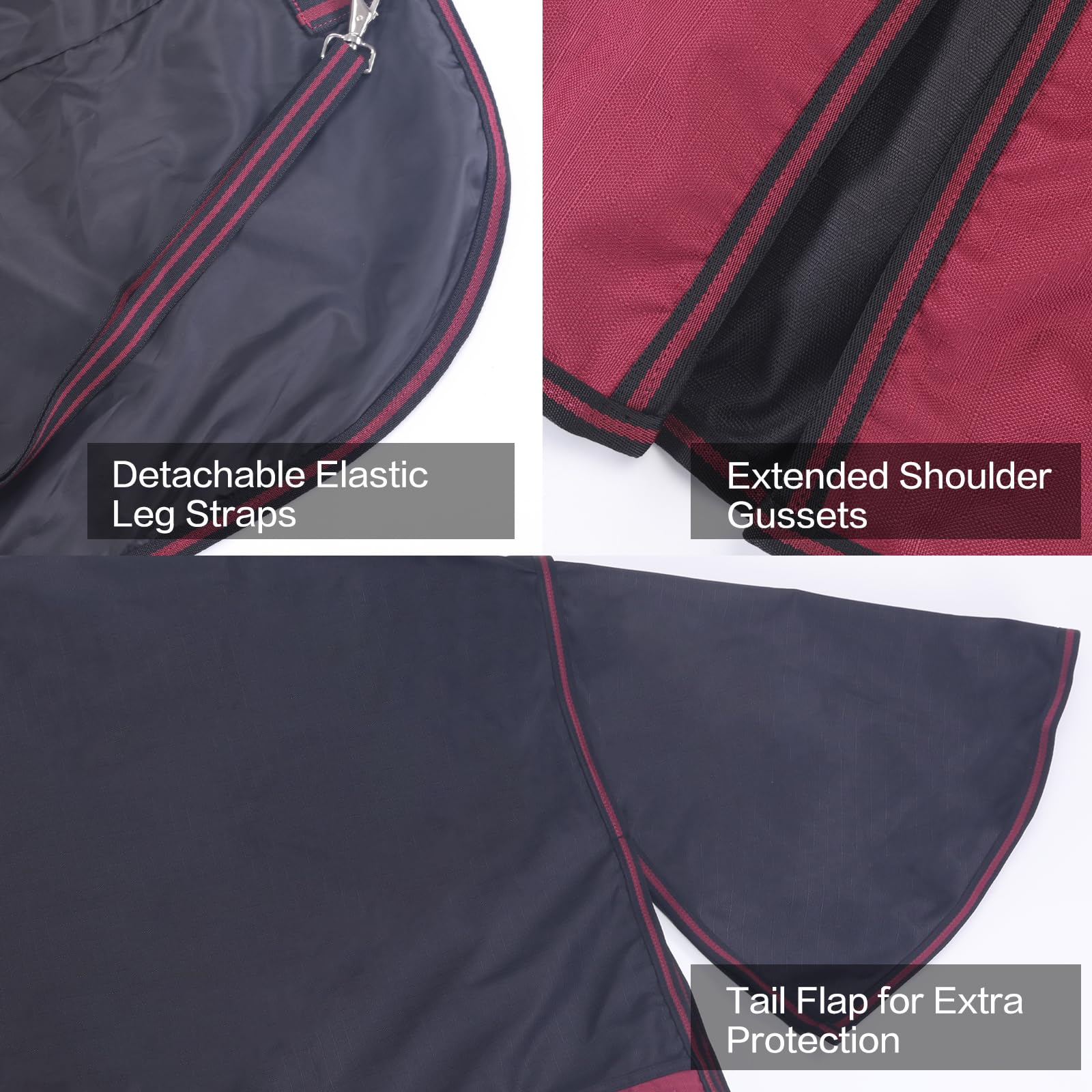 Gallopoff 1200 Denier Rip-Stop Turnout Rain Sheet Lightweight Waterproof Breathable Horse Blanket (No Fill) Blackwine 81''