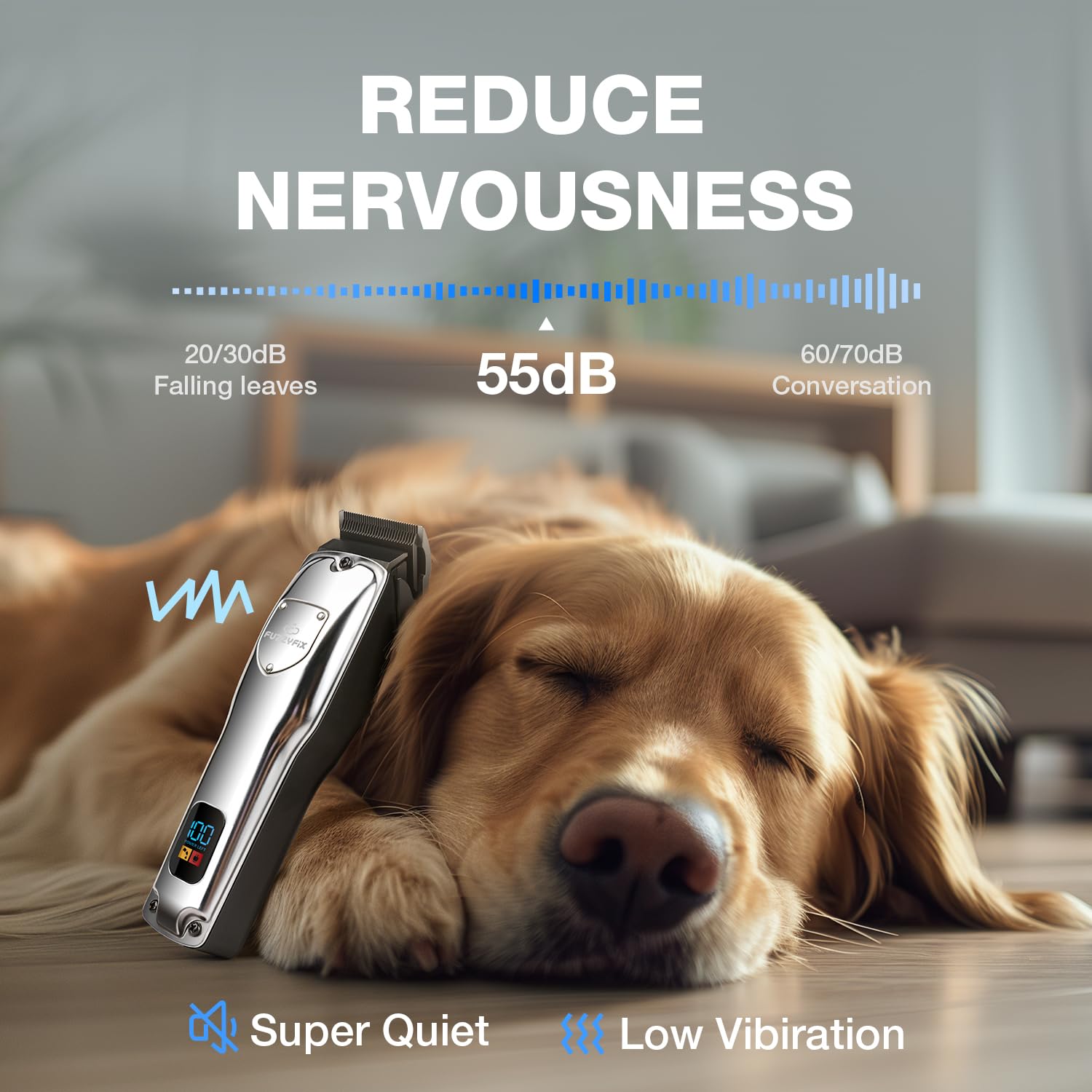 FuzzyFix Dog Clippers for Grooming for Thick Heavy Coats, Professional Pet Grooming Clippers Supplies Kit Low Noise Rechargeable