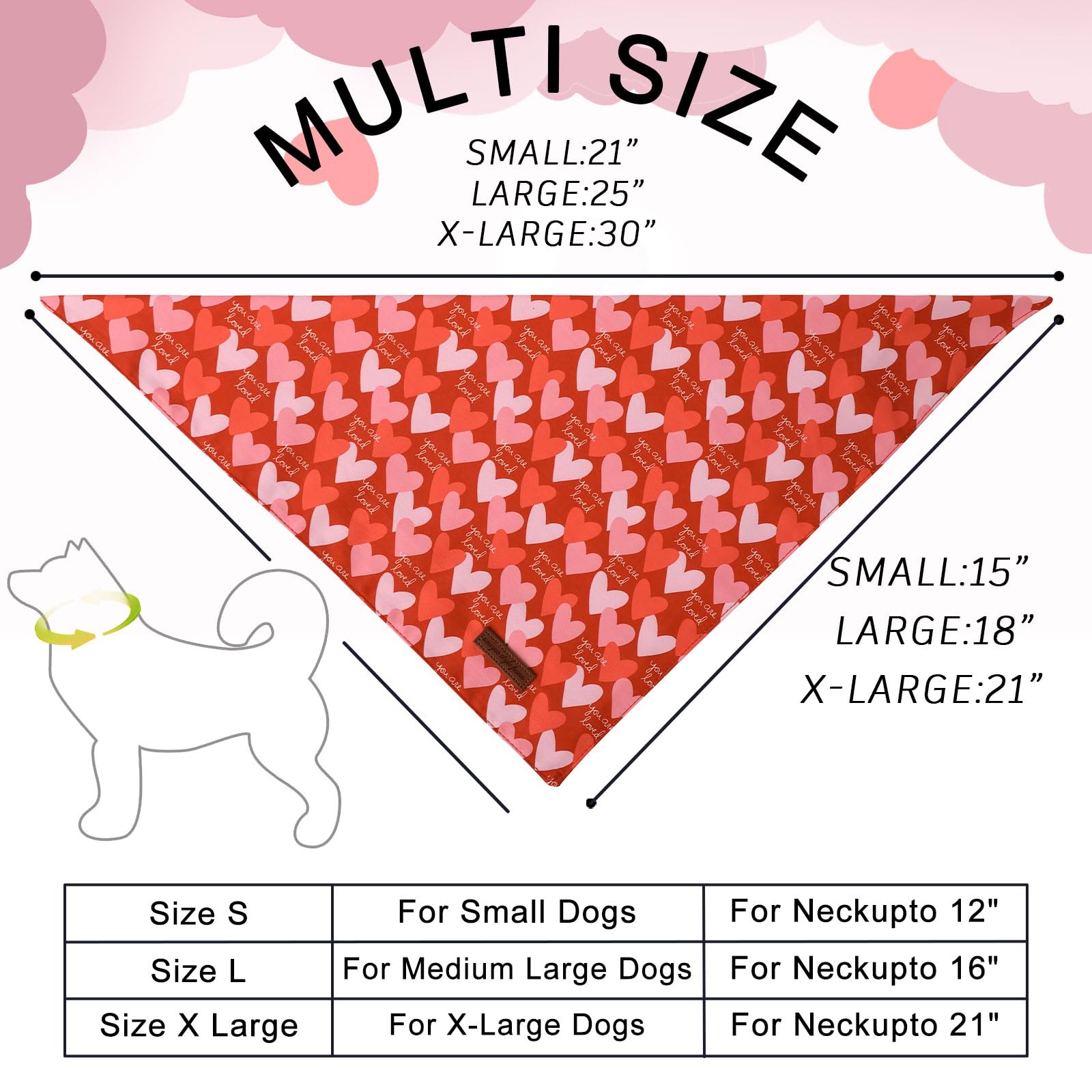 Unique Style Paws Dog Valentine'S Bandanas 2Pcs Washable Cotton Triangle Painting Love Heart Puppy Scarfs For Small Medium Large